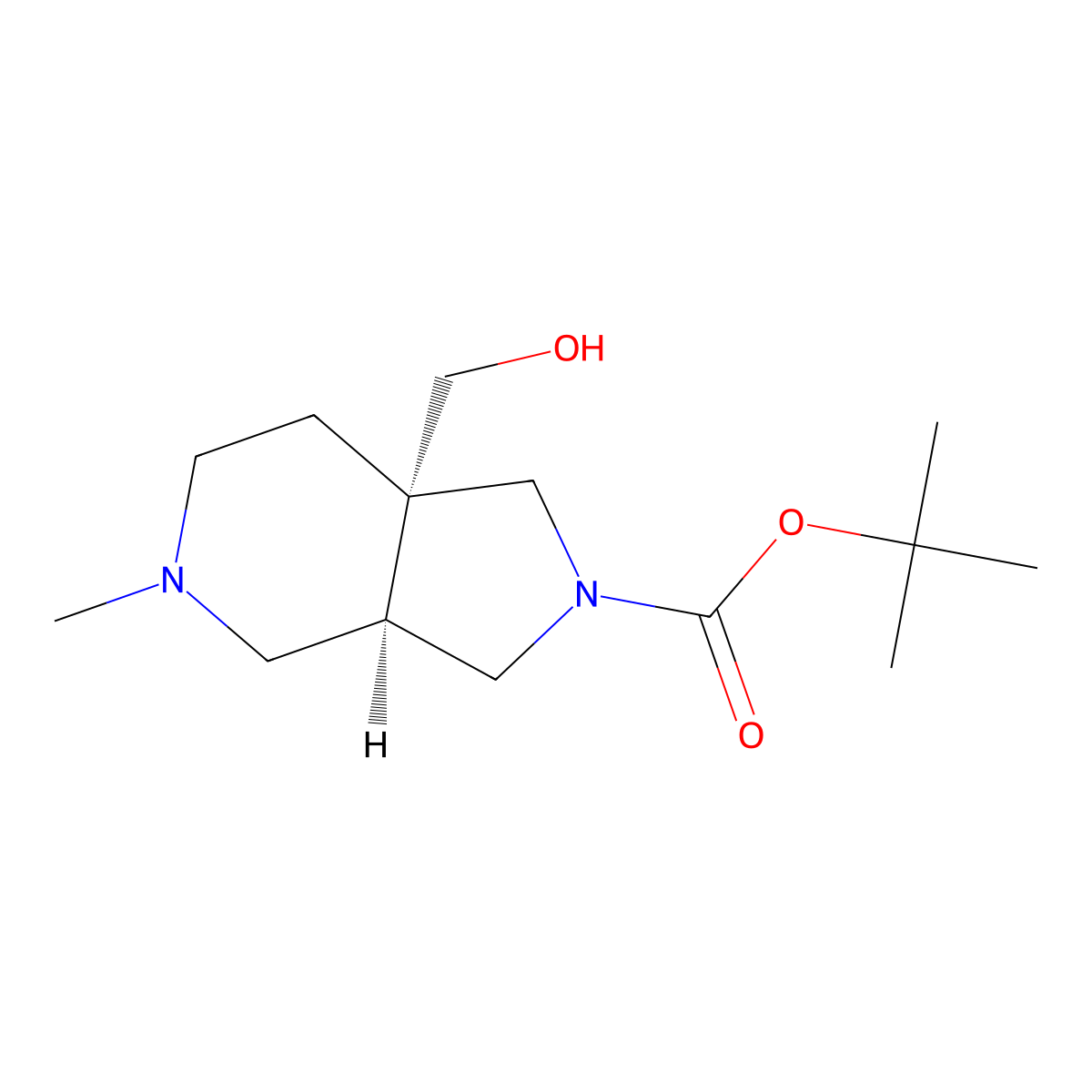rac-tert-butyl (3aR,7aS)-7a-(hydroxymethyl)-5-methyl-octahydro-1H-pyrrolo[3,4-c]pyridine-2-carboxylate molecular structure, CAS 2380616-66-8