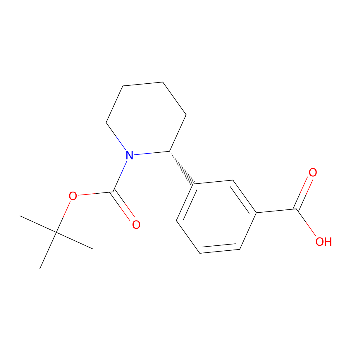 (R)-3-(1-(tert-butoxycarbonyl)piperidin-2-yl)benzoic acid molecular structure, CAS 2380632-33-5