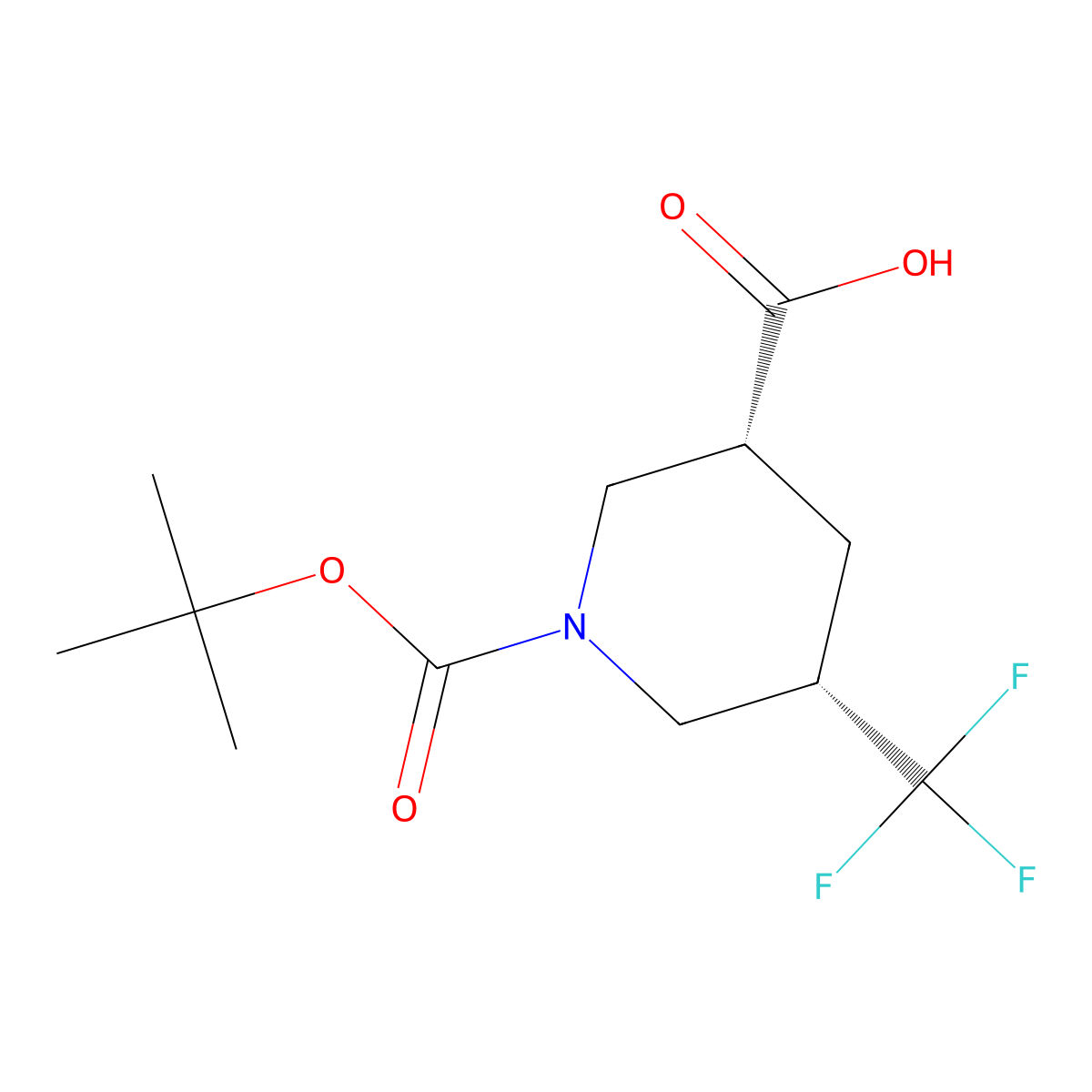 (3R,5S)-1-[(2-methylpropan-2-yl)oxycarbonyl]-5-(trifluoromethyl)piperidine-3-carboxylic acid molecular structure, CAS 2380638-03-7