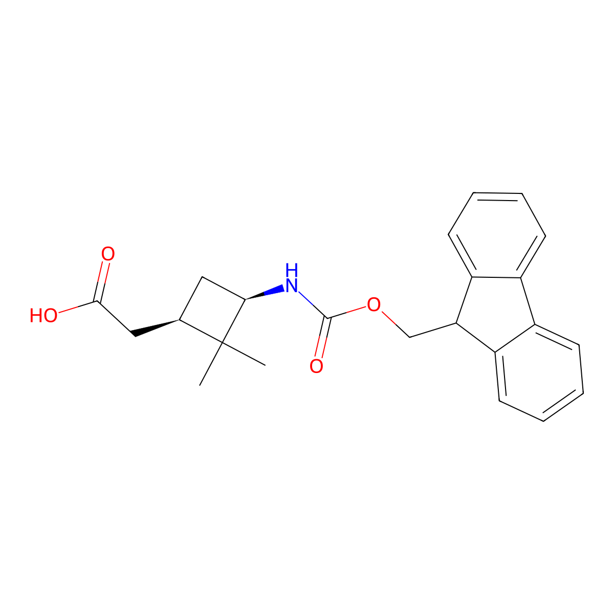 rac-2-[(1R,3R)-3-({[(9H-fluoren-9-yl)methoxy]carbonyl}amino)-2,2-dimethylcyclobutyl]acetic acid molecular structure, CAS 2380639-34-7
