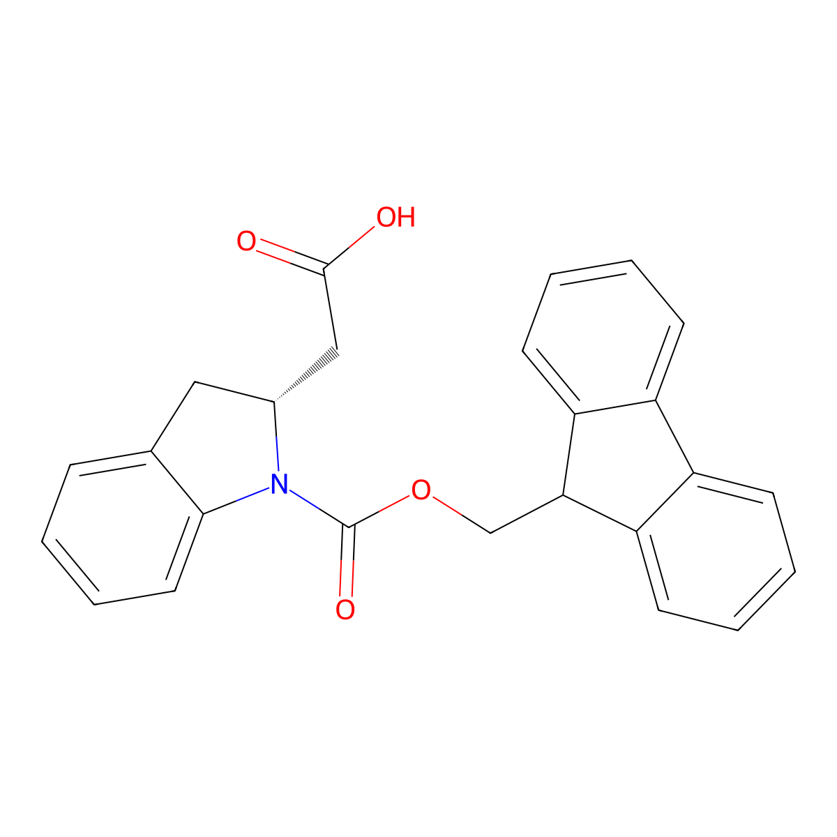 2-[(2R)-1-{[(9H-fluoren-9-yl)methoxy]carbonyl}-2,3-dihydro-1H-indol-2-yl]acetic acid molecular structure, CAS 2380642-54-4