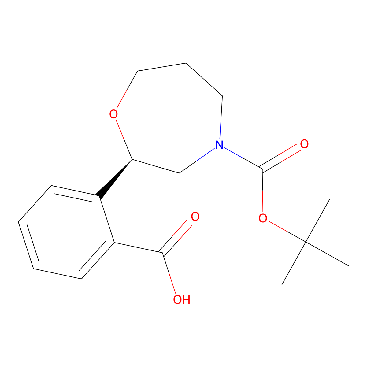 (R)-2-(4-(tert-Butoxycarbonyl)-1,4-oxazepan-2-yl)benzoic acid molecular structure, CAS 2380646-66-0