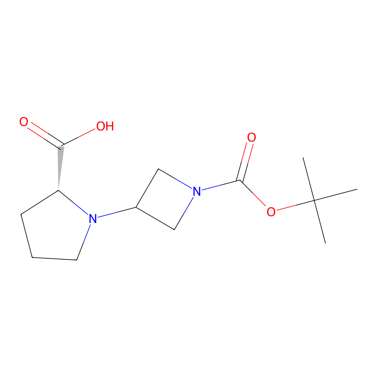 (2R)-1-{1-[(tert-butoxy)carbonyl]azetidin-3-yl}pyrrolidine-2-carboxylic acid molecular structure, CAS 2380666-74-8