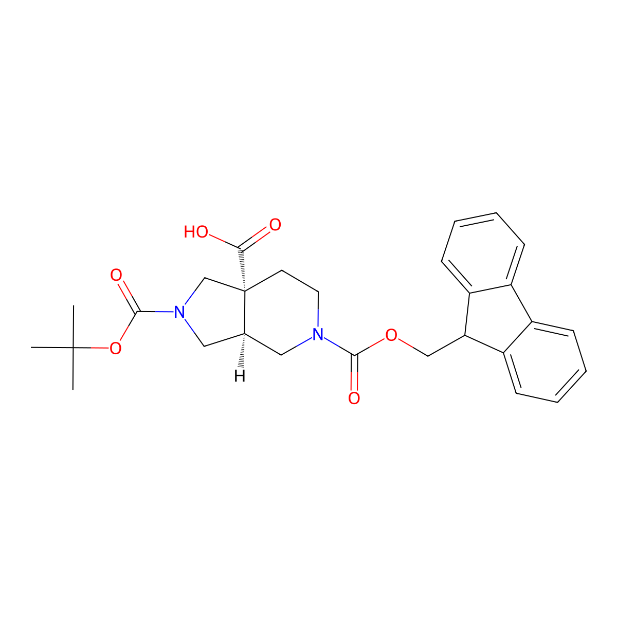 (3AS,7AR)-2-(Tert-butoxycarbonyl)-5-[(9H-fluoren-9-ylmethoxy)carbonyl]octahydro-7AH-pyrrolo[3,4-C]pyridine-7A-carboxylic acid molecular structure, CAS 2380678-65-7