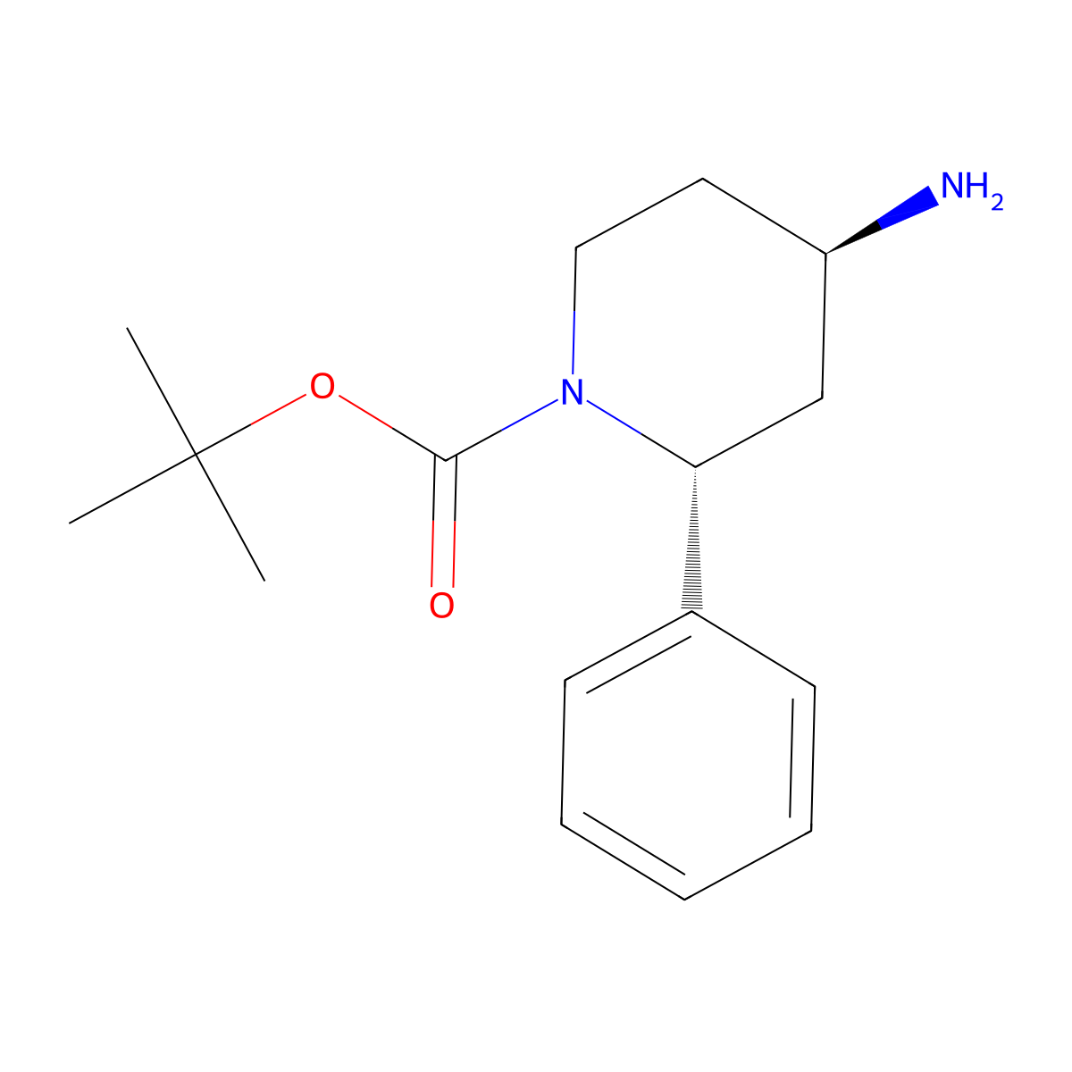rac-tert-butyl (2R,4R)-4-amino-2-phenylpiperidine-1-carboxylate molecular structure, CAS 2380684-62-6