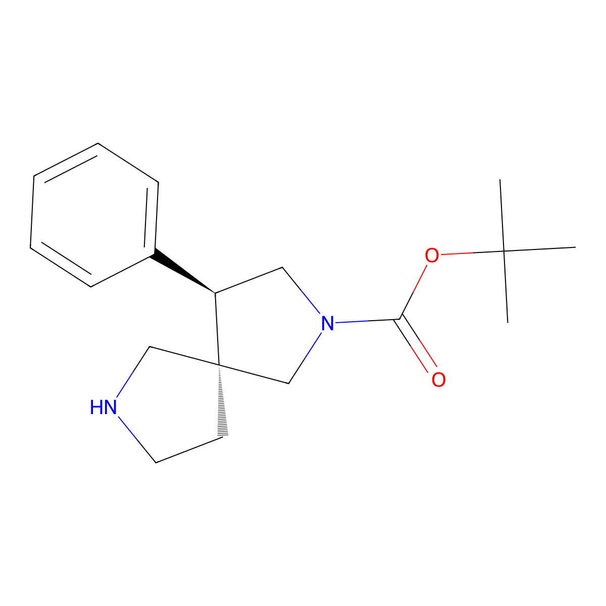 tert-Butyl (4R,5R)-4-phenyl-2,7-diazaspiro[4.4]nonane-2-carboxylate molecular structure, CAS 2380697-00-5