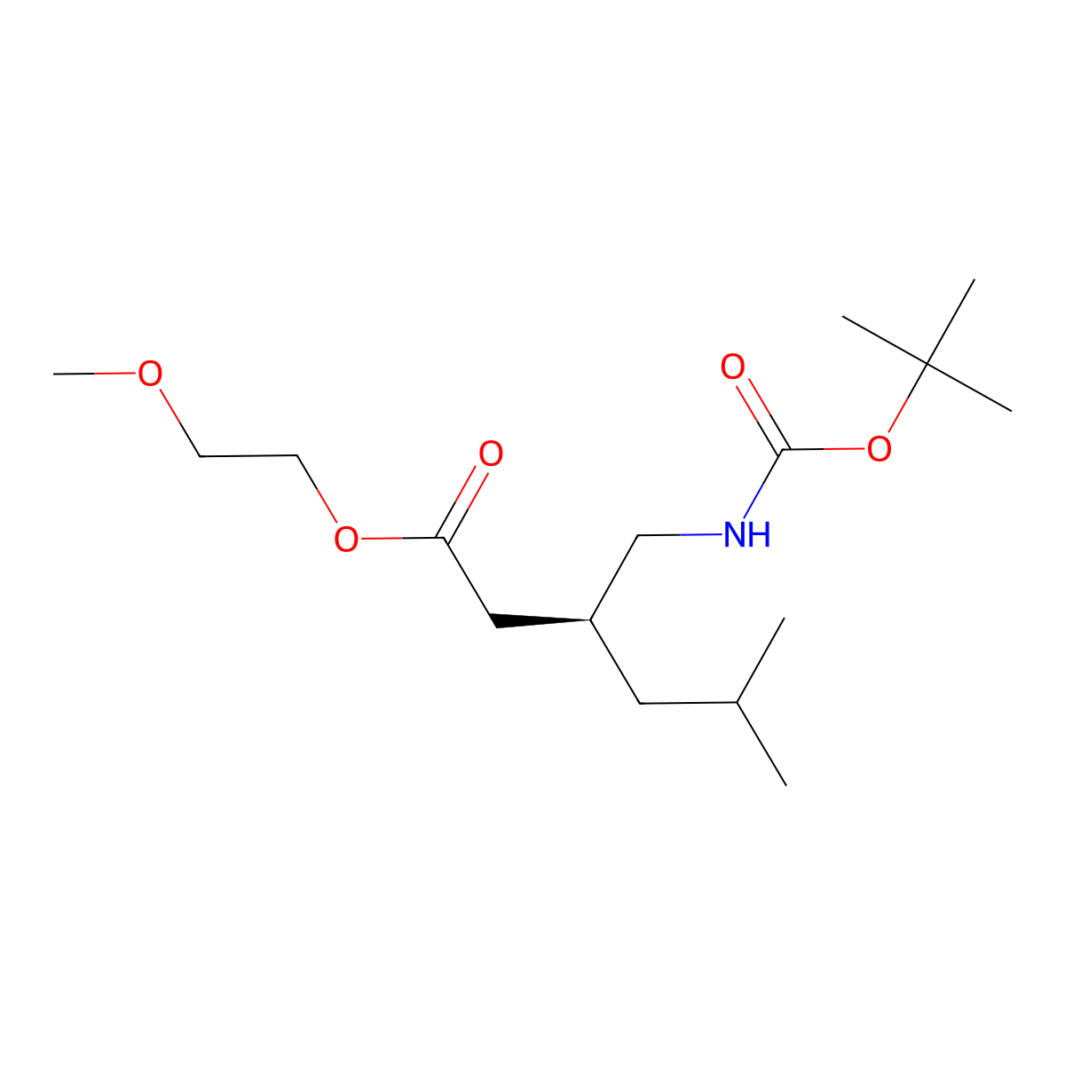 2-methoxyethyl (3S)-3-({[(tert-butoxy)carbonyl]amino}methyl)-5-methylhexanoate molecular structure, CAS 2380715-20-6