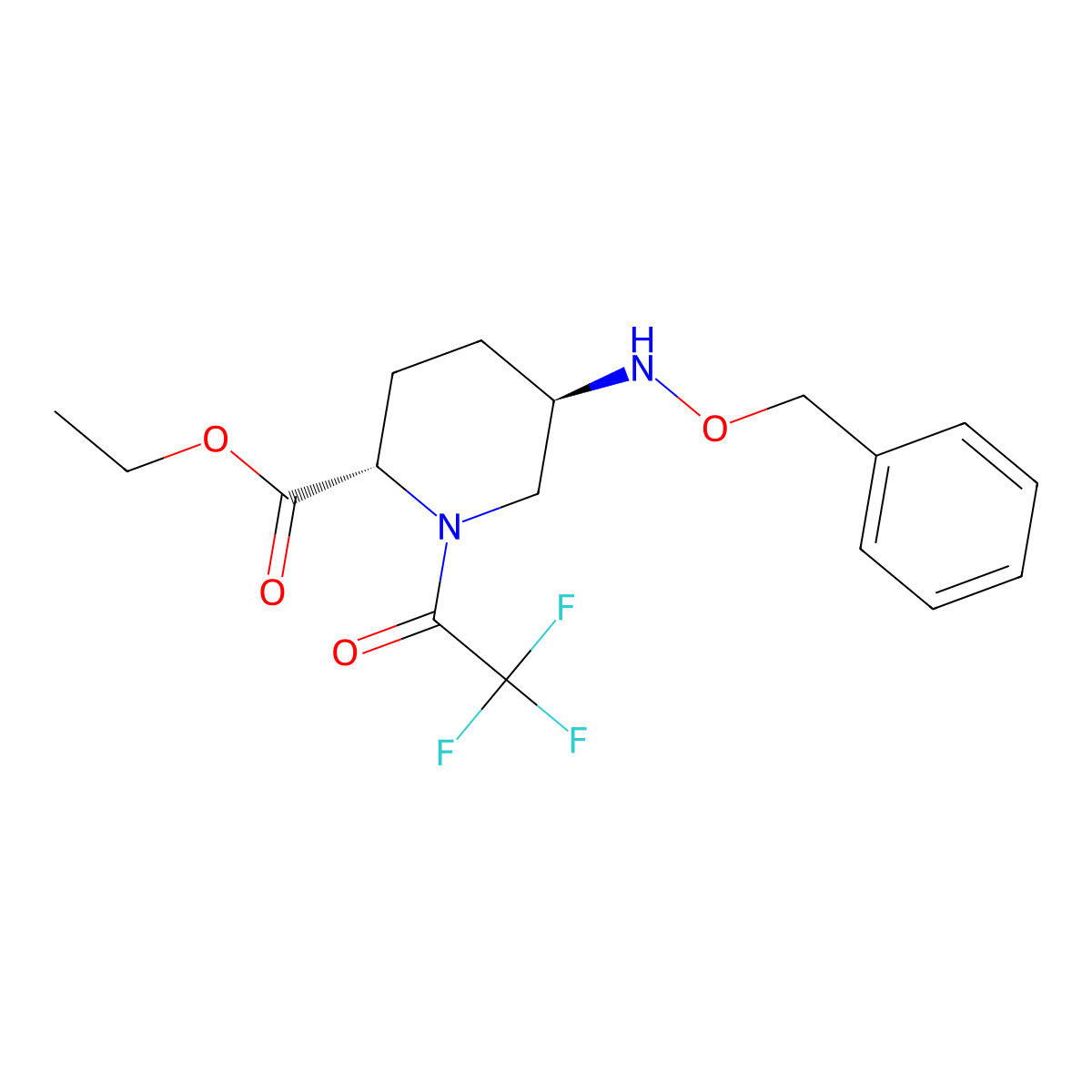(2S,5R)-ethyl 5-((benzyloxy)amino)-1-(2,2,2-trifluoroacetyl)piperidine-2-carboxylate molecular structure, CAS 2380736-50-3