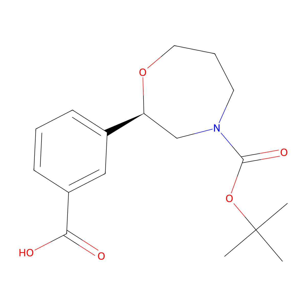 (R)-3-(4-(tert-butoxycarbonyl)-1,4-oxazepan-2-yl)benzoic acid molecular structure, CAS 2380746-64-3