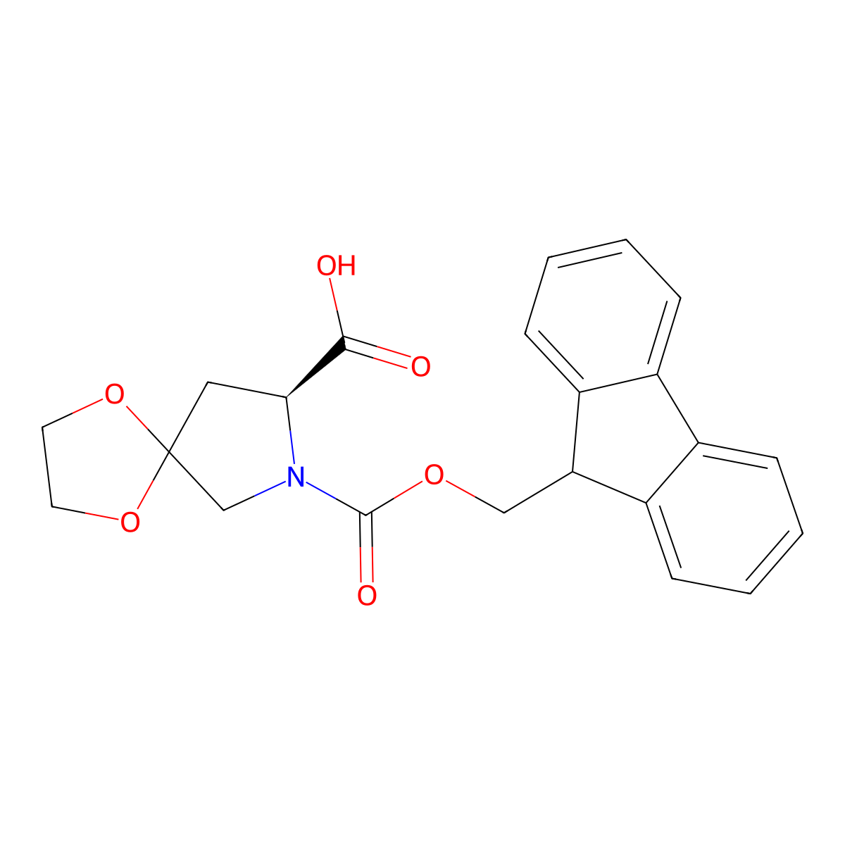 (8S)-7-{[(9H-fluoren-9-yl)methoxy]carbonyl}-1,4-dioxa-7-azaspiro[4.4]nonane-8-carboxylic acid molecular structure, CAS 2380746-88-1