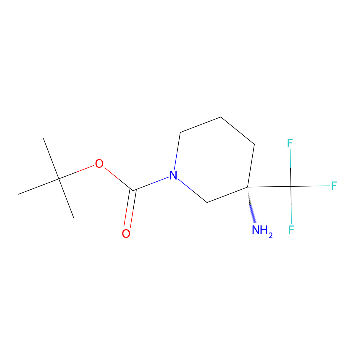 tert-butyl (3S)-3-amino-3-(trifluoromethyl)piperidine-1-carboxylate molecular structure, CAS 2380753-55-7
