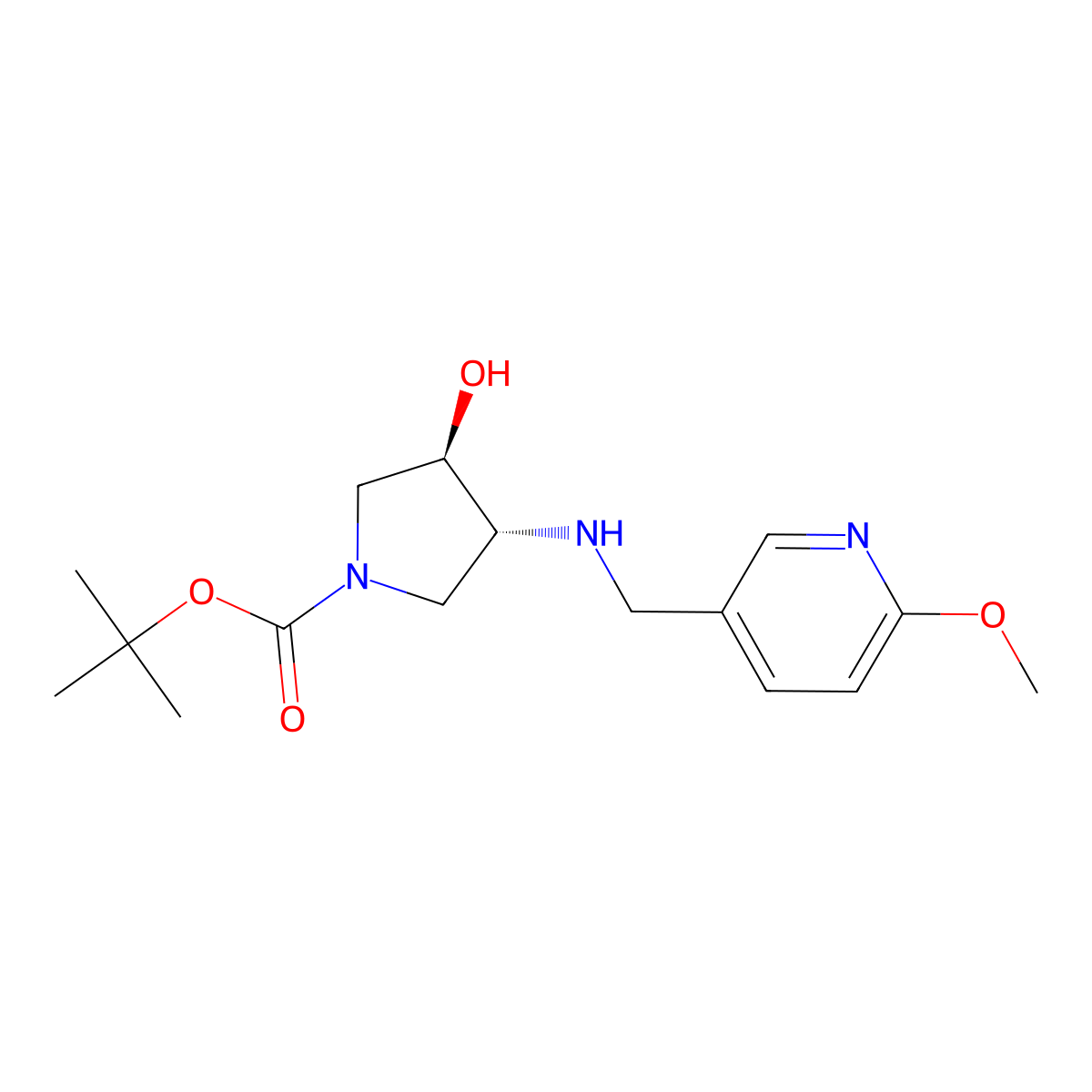 tert-butyl (3R,4R)-3-hydroxy-4-{[(6-methoxypyridin-3-yl)methyl]amino}pyrrolidine-1-carboxylate molecular structure, CAS 2380797-10-2