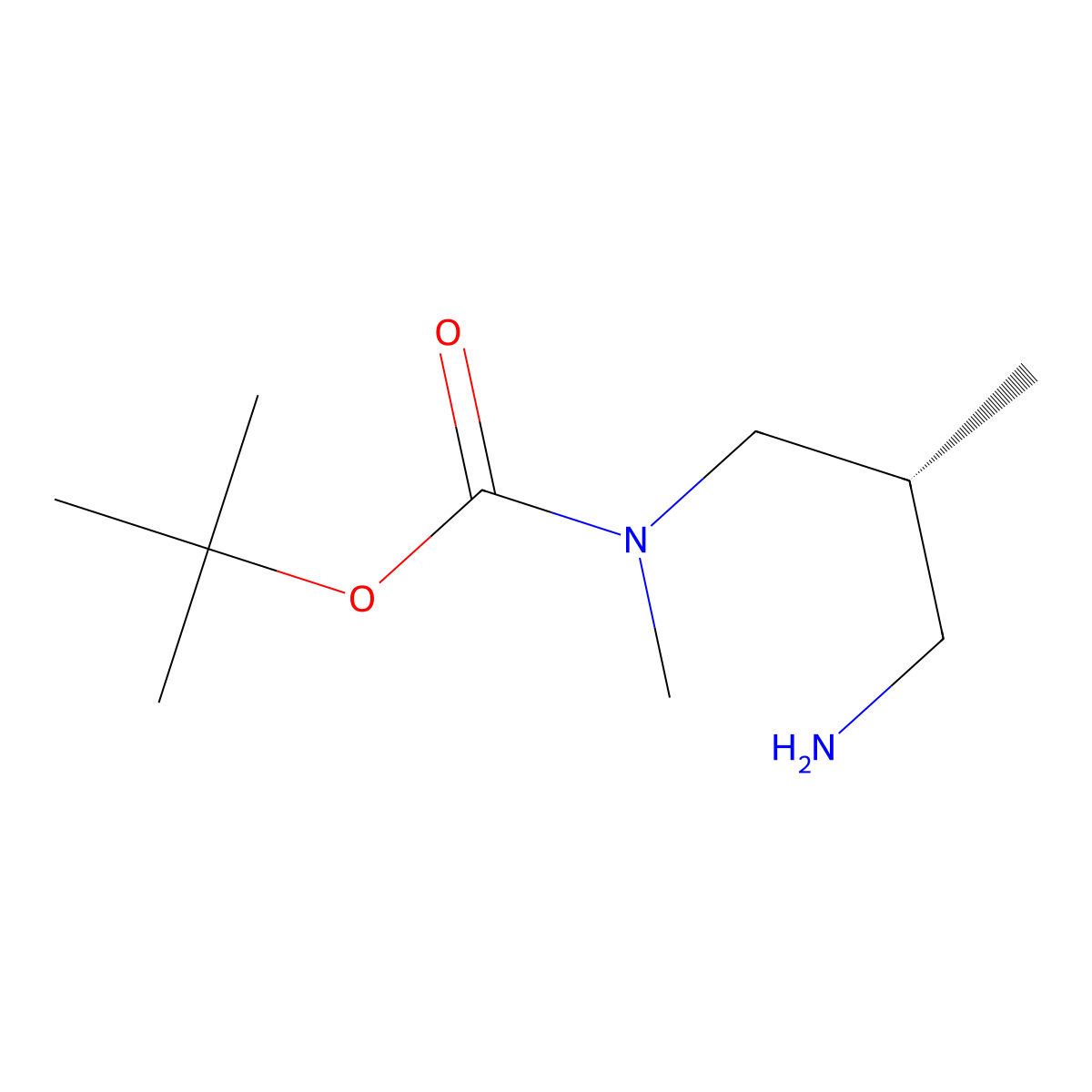tert-butyl N-[(2R)-3-amino-2-methylpropyl]-N-methylcarbamate molecular structure, CAS 2380798-50-3