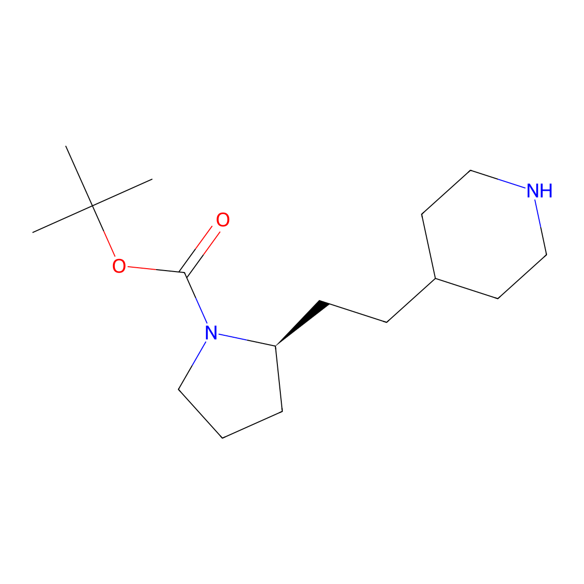 tert-butyl (2S)-2-[2-(piperidin-4-yl)ethyl]pyrrolidine-1-carboxylate molecular structure, CAS 2380824-82-6