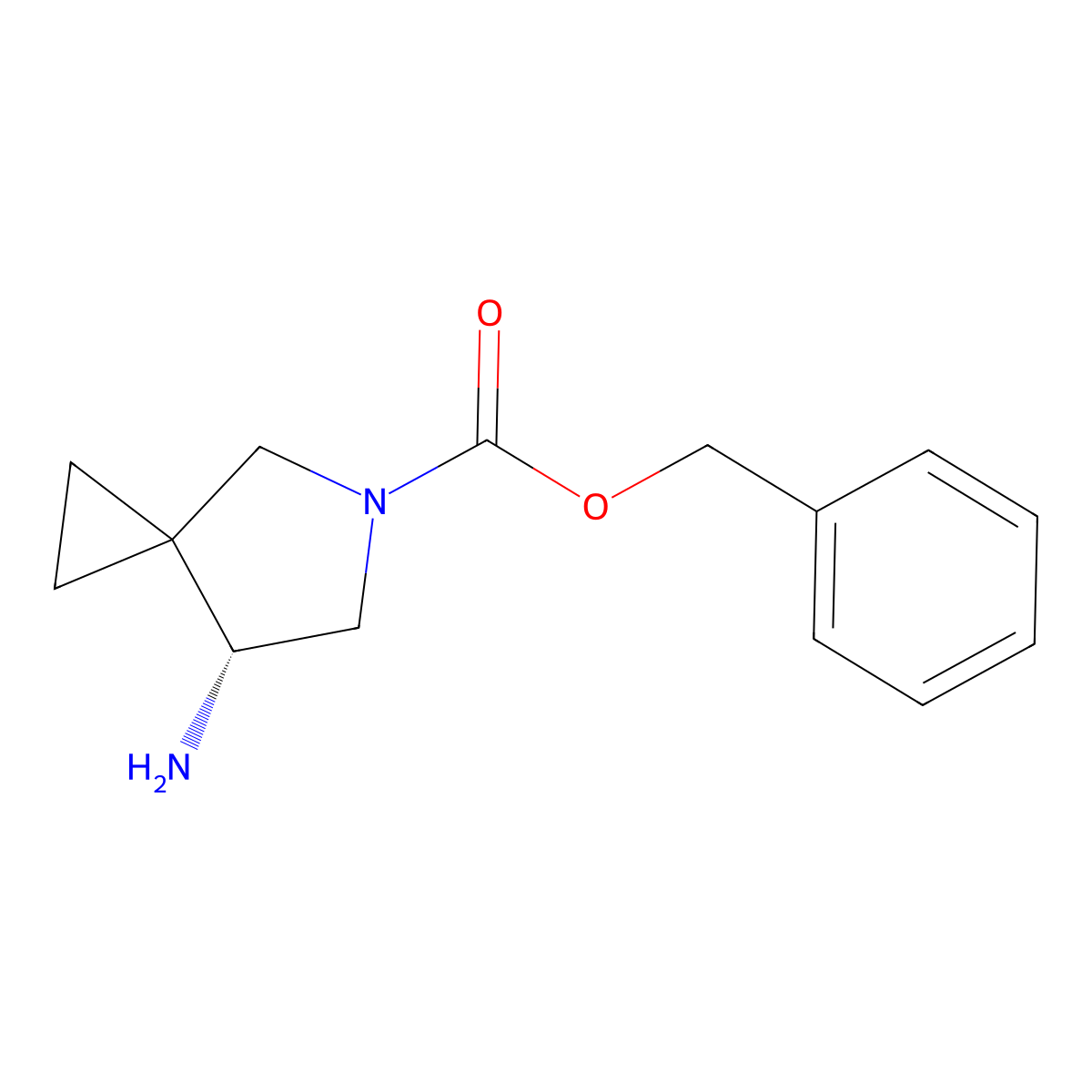 Benzyl (R)-7-amino-5-azaspiro[2.4]heptane-5-carboxylate molecular structure, CAS 2380827-16-5