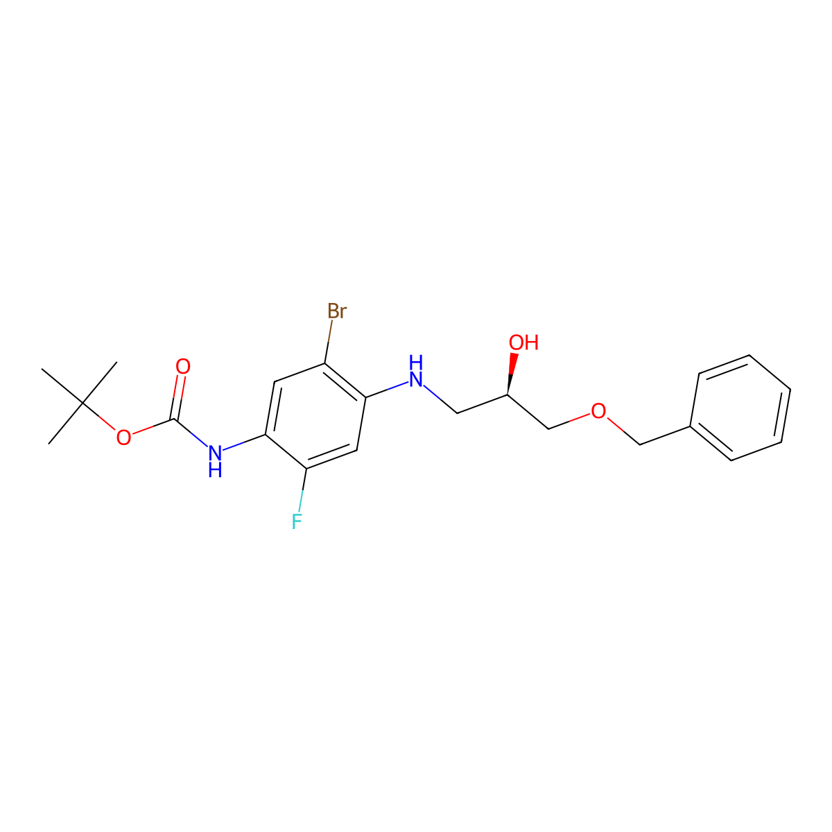 (R)-tert-butyl (4-((3-(benzyloxy)-2-hydroxypropyl)aMino)-5-broMo-2-fluorophenyl)carbaMate molecular structure, CAS 2380827-55-2