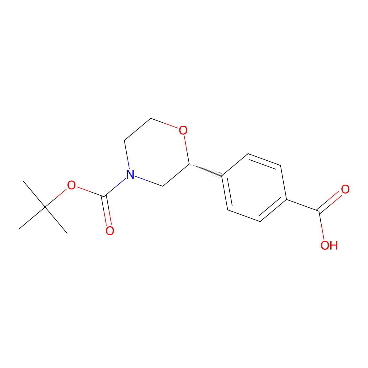 (R)-4-(4-(Tert-butoxycarbonyl)morpholin-2-YL)benzoic acid molecular structure, CAS 2380833-58-7