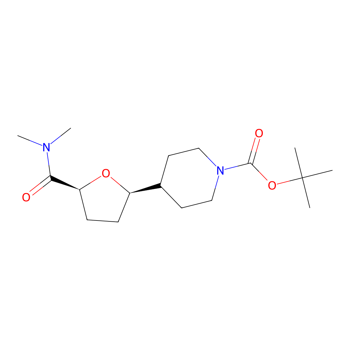 rac-tert-butyl 4-[(2R,5S)-5-(dimethylcarbamoyl)oxolan-2-yl]piperidine-1-carboxylate molecular structure, CAS 2380860-21-7