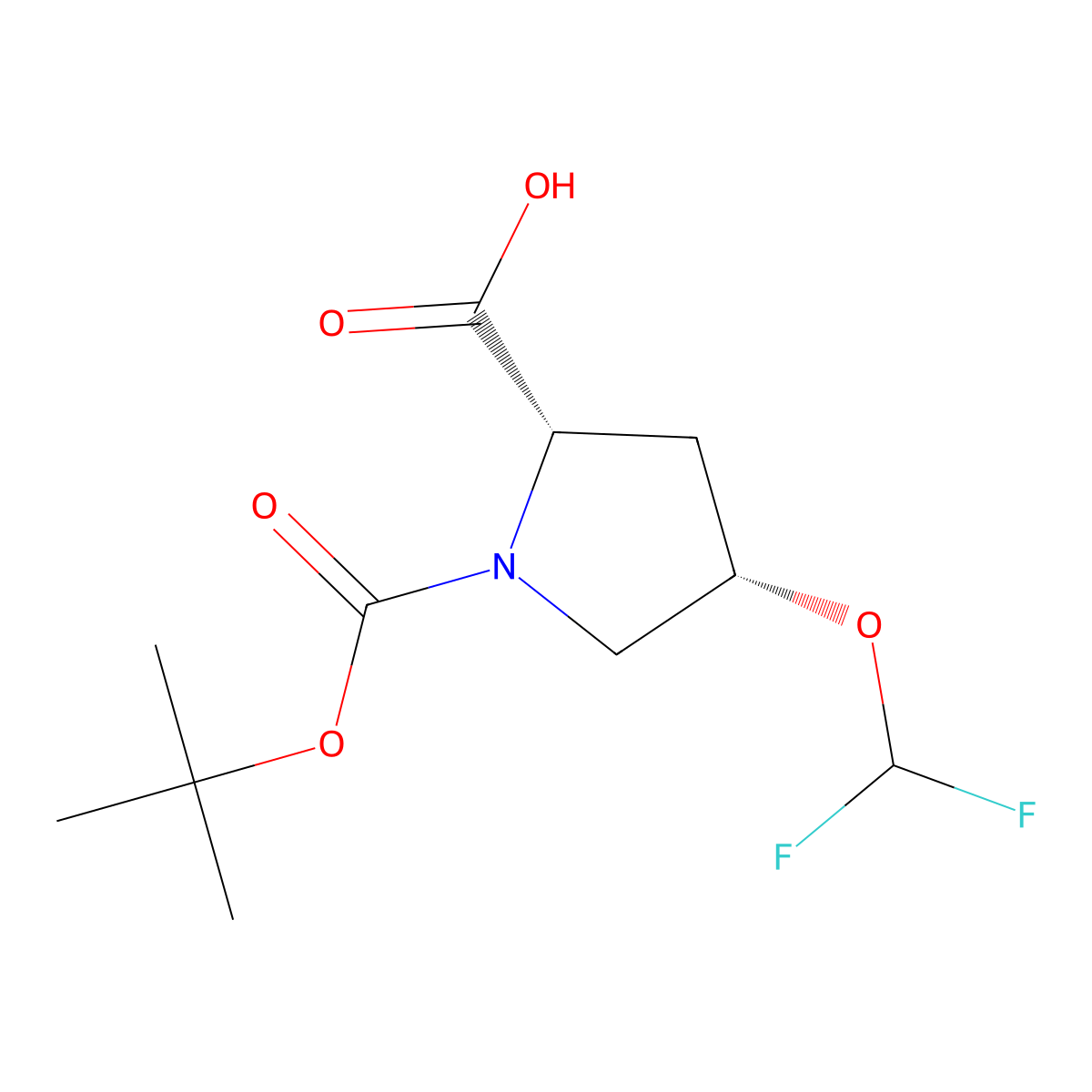 (2S,4S)-1-[(tert-butoxy)carbonyl]-4-(difluoromethoxy)pyrrolidine-2-carboxylic acid molecular structure, CAS 2380866-50-0