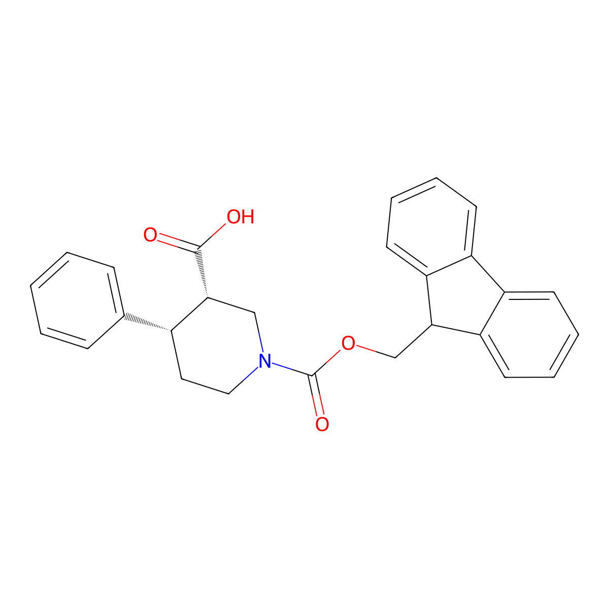 (3S,4S)-1-(((9H-fluoren-9-yl)methoxy)carbonyl)-4-phenylpiperidine-3-carboxylic acid molecular structure, CAS 2380869-42-9