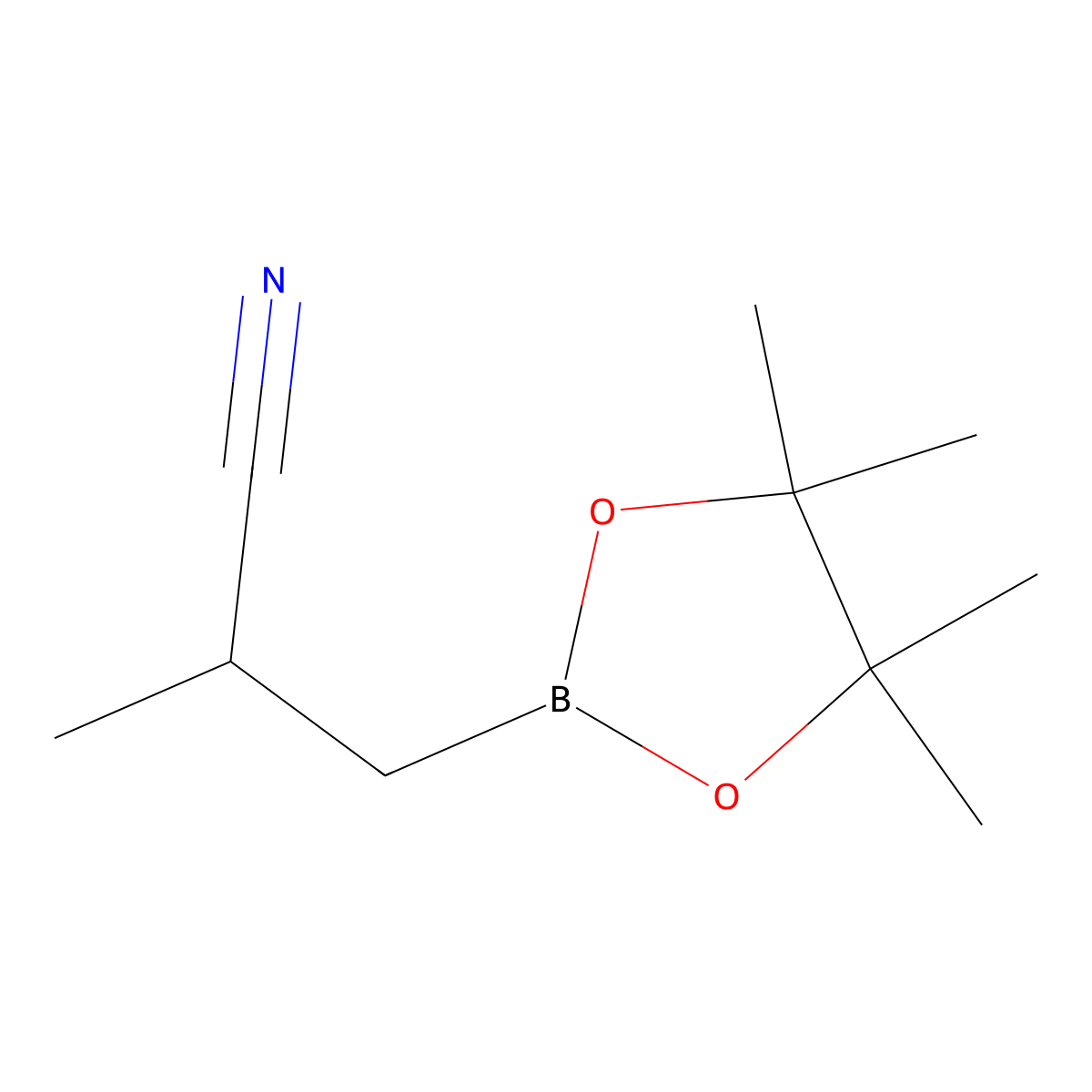2-Methyl-3-(4,4,5,5-tetramethyl-1,3,2-dioxaborolan-2-yl)propanenitrile molecular structure, CAS 238088-32-9