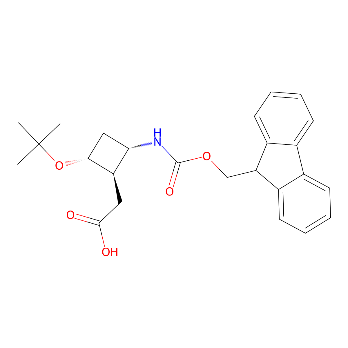 rac-2-[(1S,2S,4R)-2-(tert-butoxy)-4-({[(9H-fluoren-9-yl)methoxy]carbonyl}amino)cyclobutyl]acetic acid molecular structure, CAS 2380884-82-0