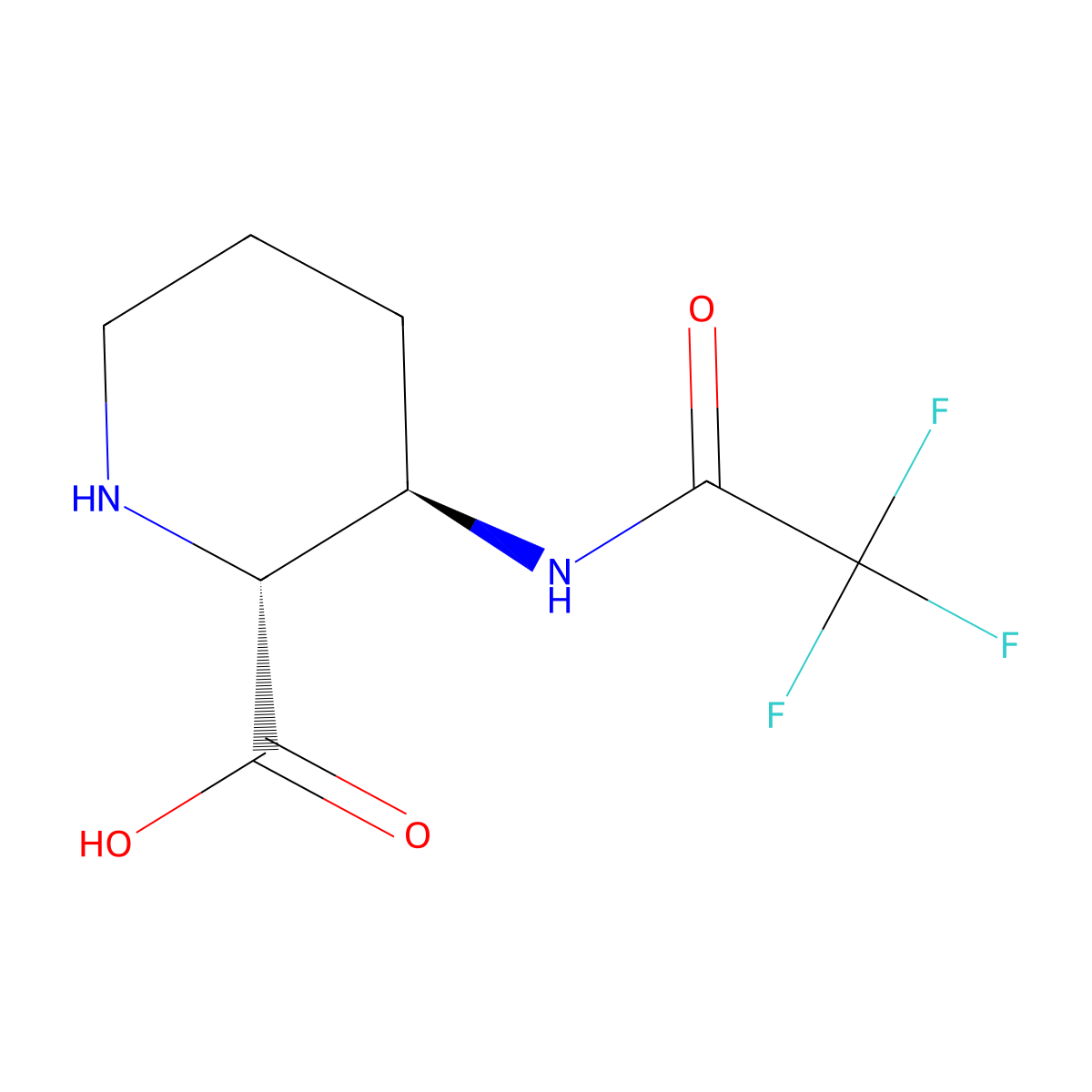 rac-(2R,3R)-3-(trifluoroacetamido)piperidine-2-carboxylic acid molecular structure, CAS 2380897-68-5