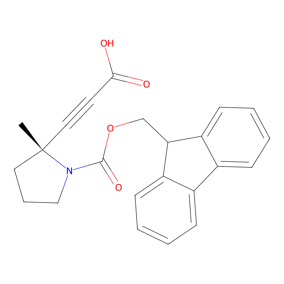 3-[(2R)-1-{[(9H-fluoren-9-yl)methoxy]carbonyl}-2-methylpyrrolidin-2-yl]prop-2-ynoic acid molecular structure, CAS 2380914-89-4