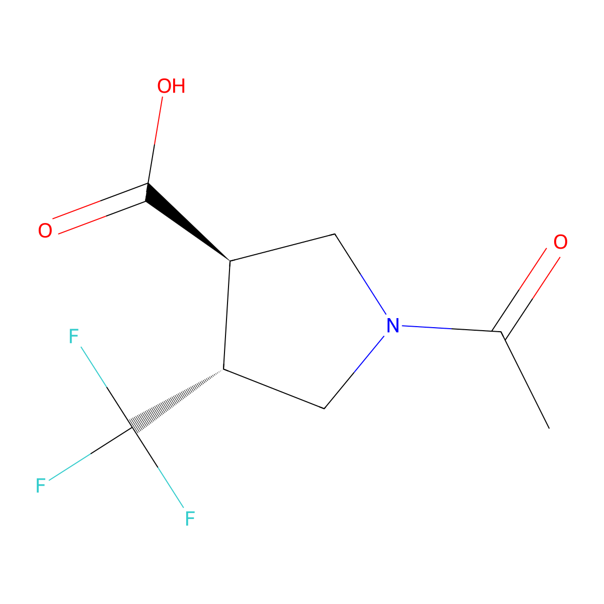 rac-(3R,4R)-1-acetyl-4-(trifluoromethyl)pyrrolidine-3-carboxylic acid molecular structure, CAS 2380966-35-6