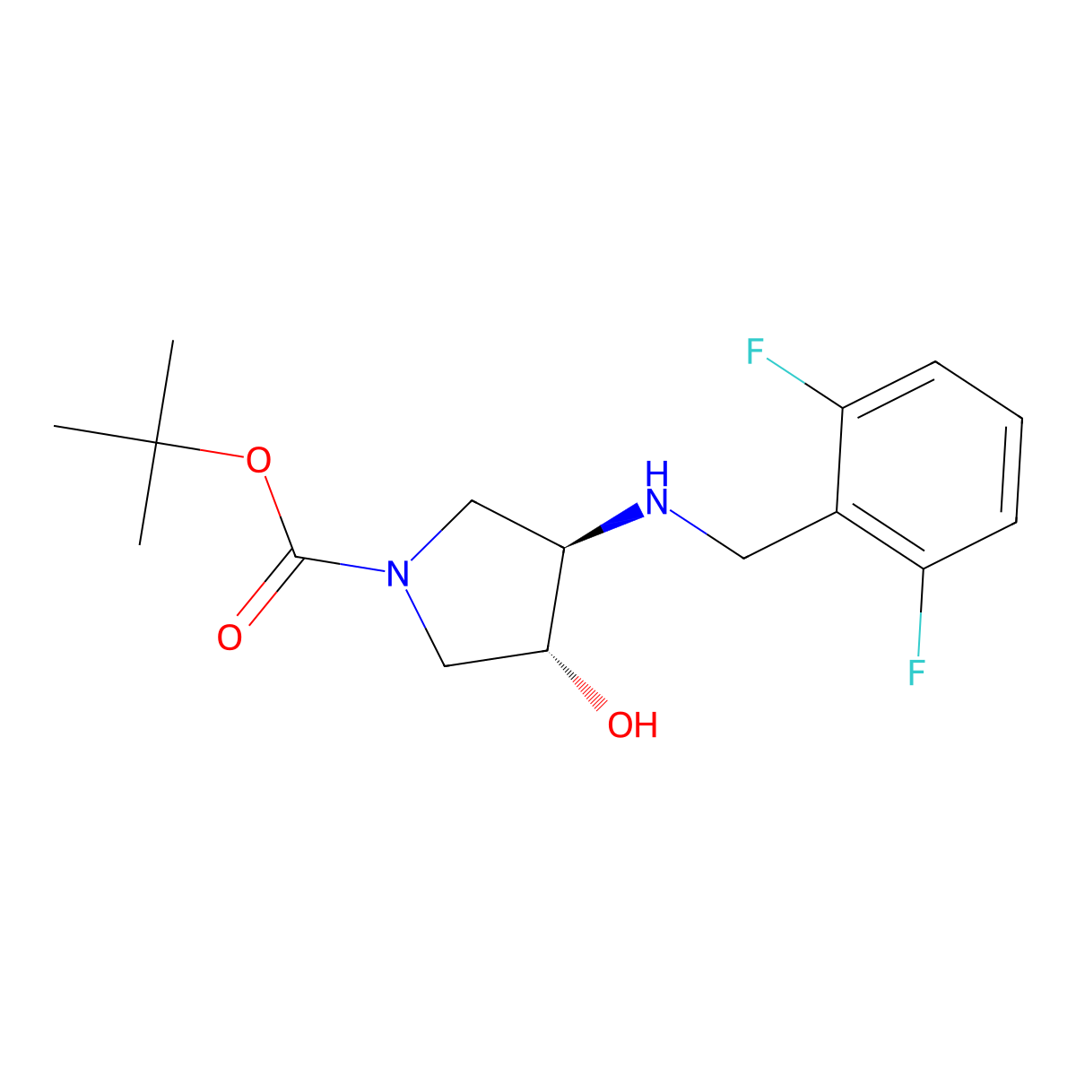 tert-butyl (3R,4R)-3-{[(2,6-difluorophenyl)methyl]amino}-4-hydroxypyrrolidine-1-carboxylate molecular structure, CAS 2381004-93-7