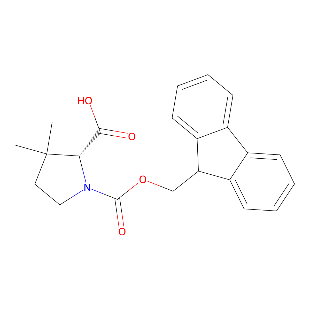 (R)-1-(((9H-Fluoren-9-yl)methoxy)carbonyl)-3,3-dimethylpyrrolidine-2-carboxylic acid molecular structure, CAS 2381009-82-9