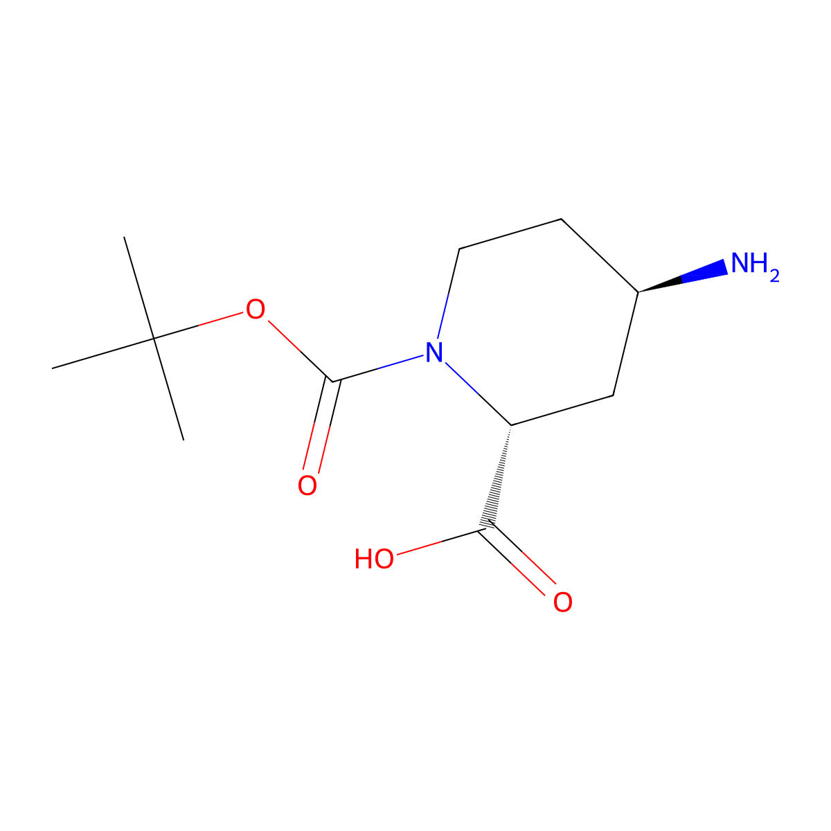rac-(2R,4R)-4-amino-1-[(tert-butoxy)carbonyl]piperidine-2-carboxylic acid molecular structure, CAS 2381014-19-1