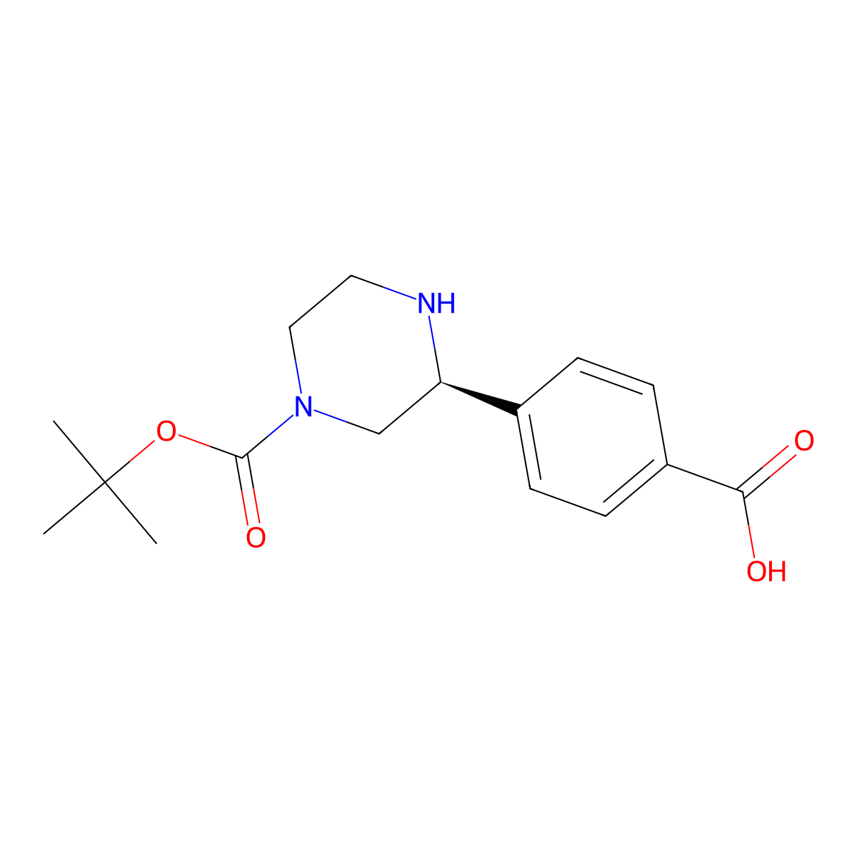 (S)-4-(4-(tert-butoxycarbonyl)piperazin-2-yl)benzoic acid molecular structure, CAS 2381020-66-0