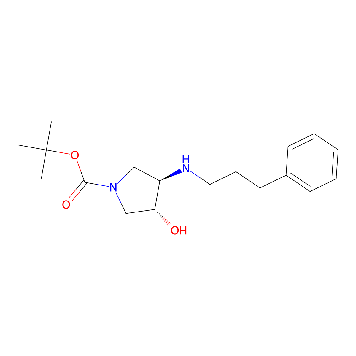 tert-butyl (3R,4R)-3-hydroxy-4-[(3-phenylpropyl)amino]pyrrolidine-1-carboxylate molecular structure, CAS 2381021-73-2