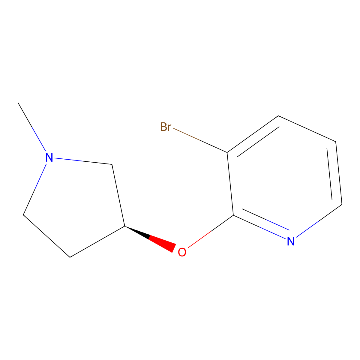 3-bromo-2-{[(3S)-1-methylpyrrolidin-3-yl]oxy}pyridine molecular structure, CAS 2381026-46-4