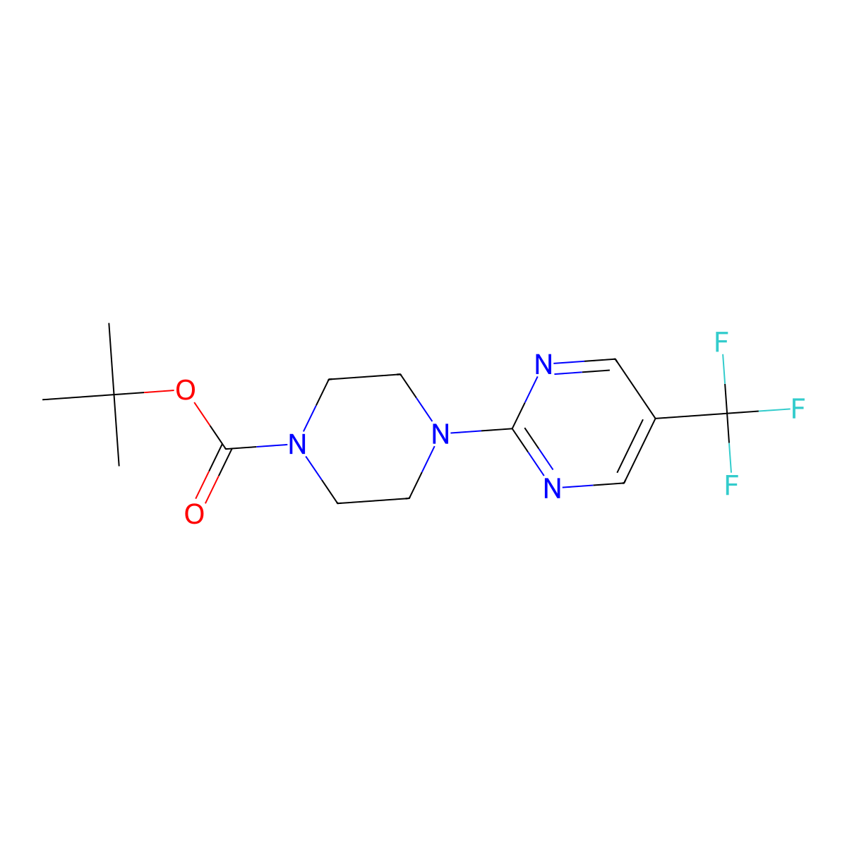 Tert-butyl 4-(5-(trifluoromethyl)pyrimidin-2-yl)piperazine-1-carboxylate molecular structure, CAS 2381043-66-7