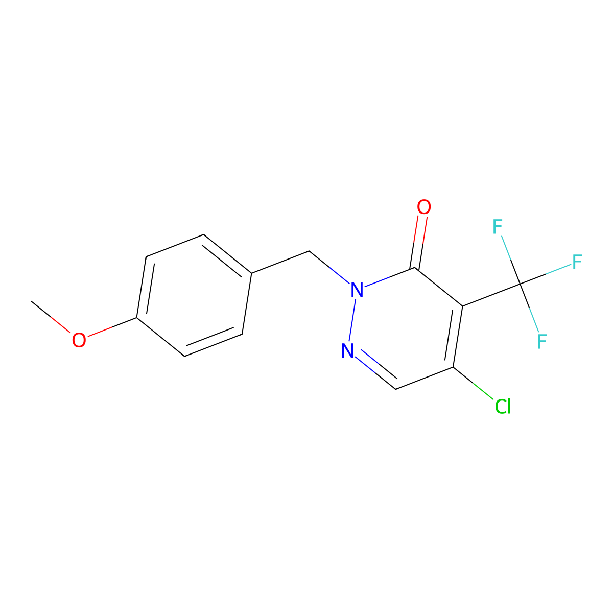 5-Chloro-2-(4-methoxybenzyl)-4-(trifluoromethyl)pyridazin-3(2H)-one molecular structure, CAS 2381044-50-2