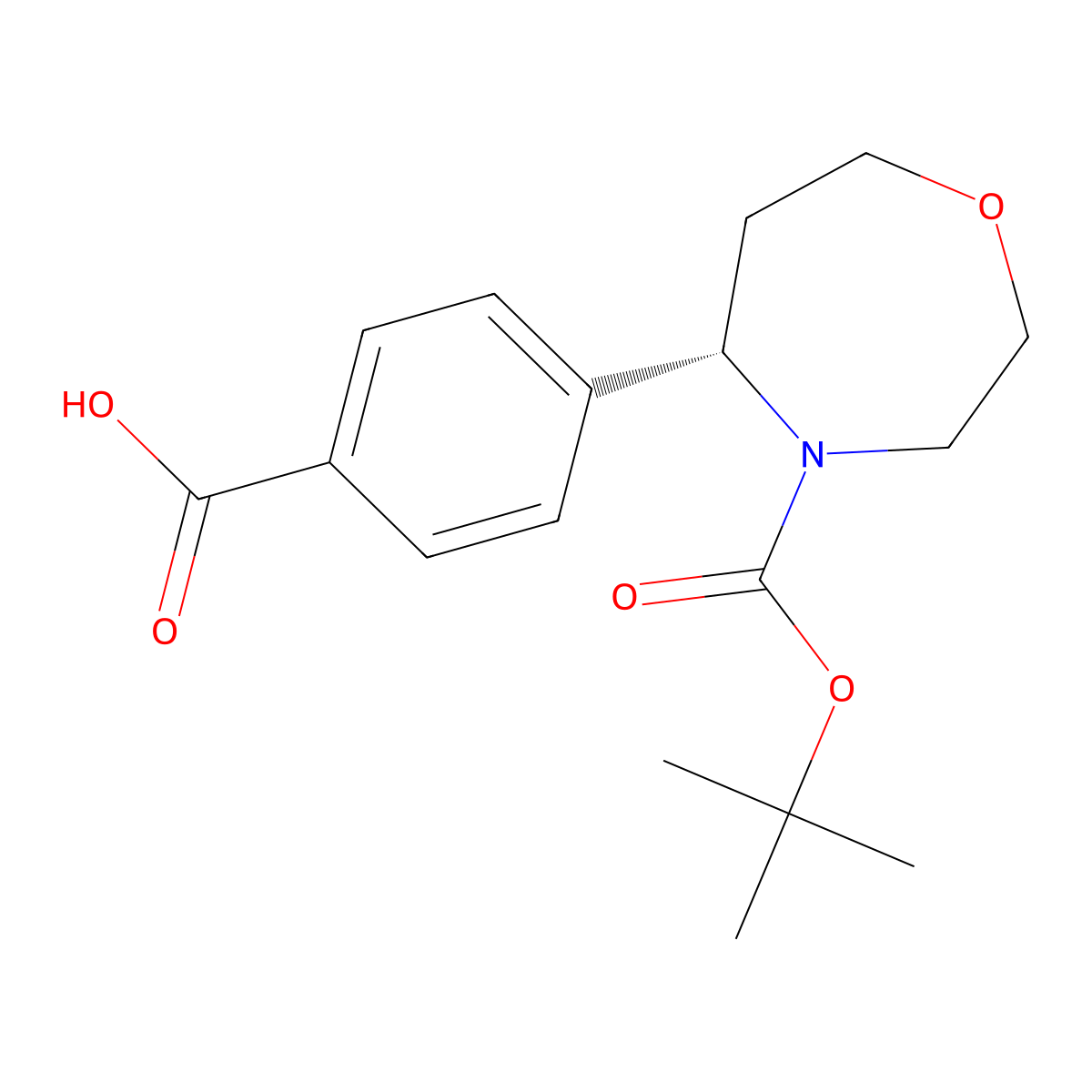 (S)-4-(4-(tert-Butoxycarbonyl)-1,4-oxazepan-5-yl)benzoic acid molecular structure, CAS 2381045-10-7