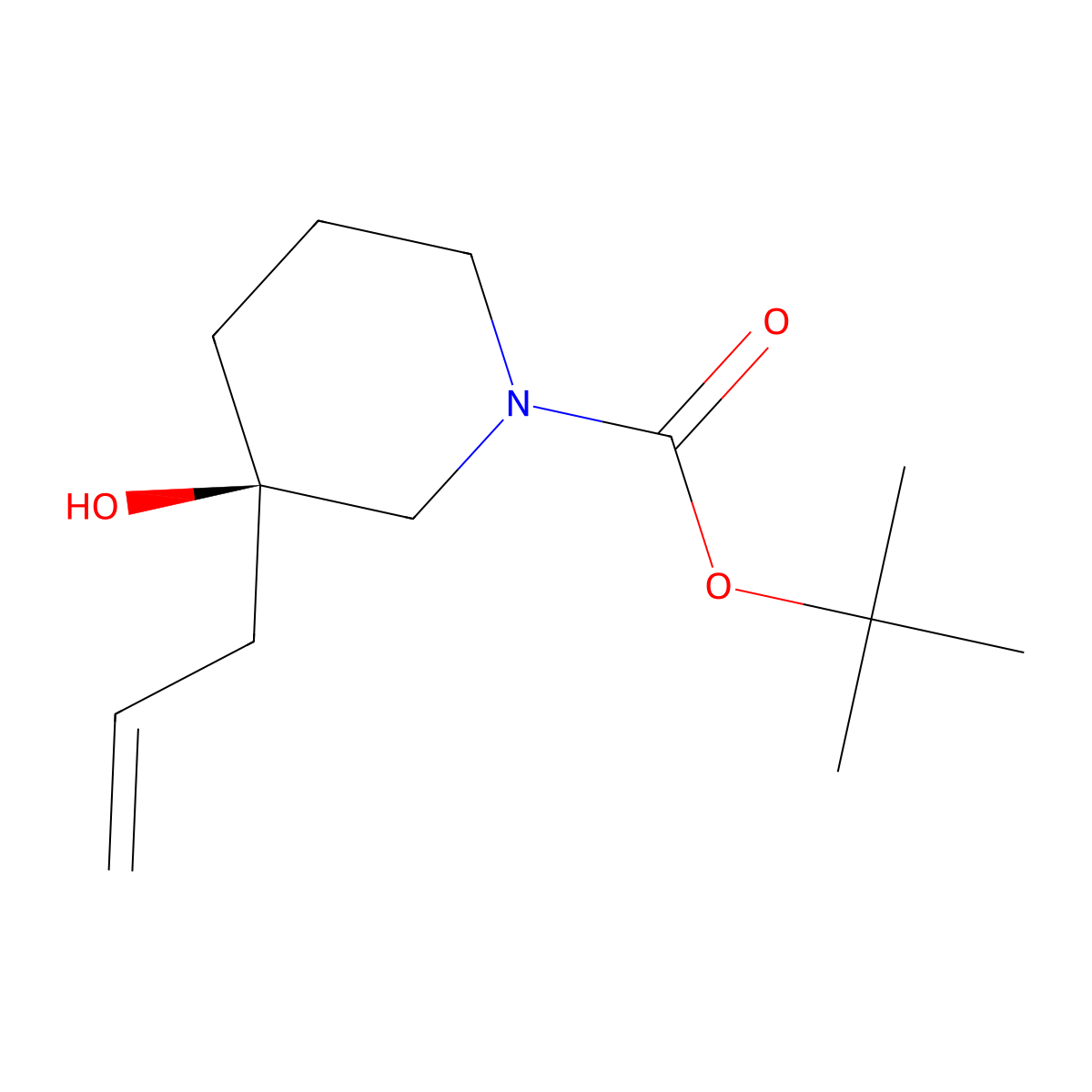 Tert-butyl (3R)-3-allyl-3-hydroxy-piperidine-1-carboxylate molecular structure, CAS 2381049-84-7