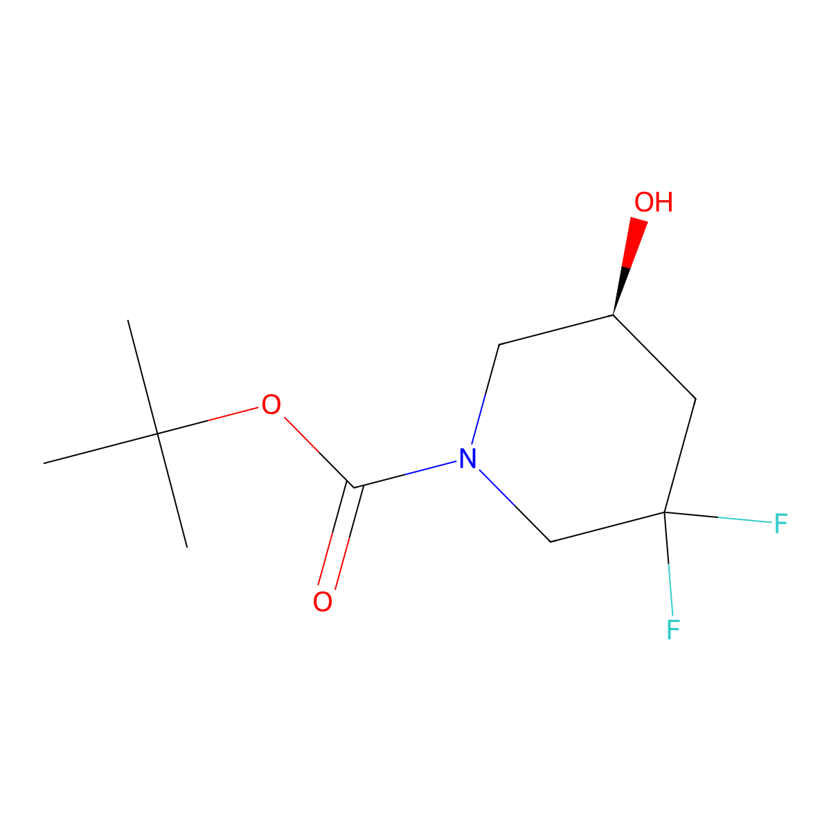 tert-butyl (5S)-3,3-difluoro-5-hydroxy-piperidine-1-carboxylate molecular structure, CAS 2381062-15-1