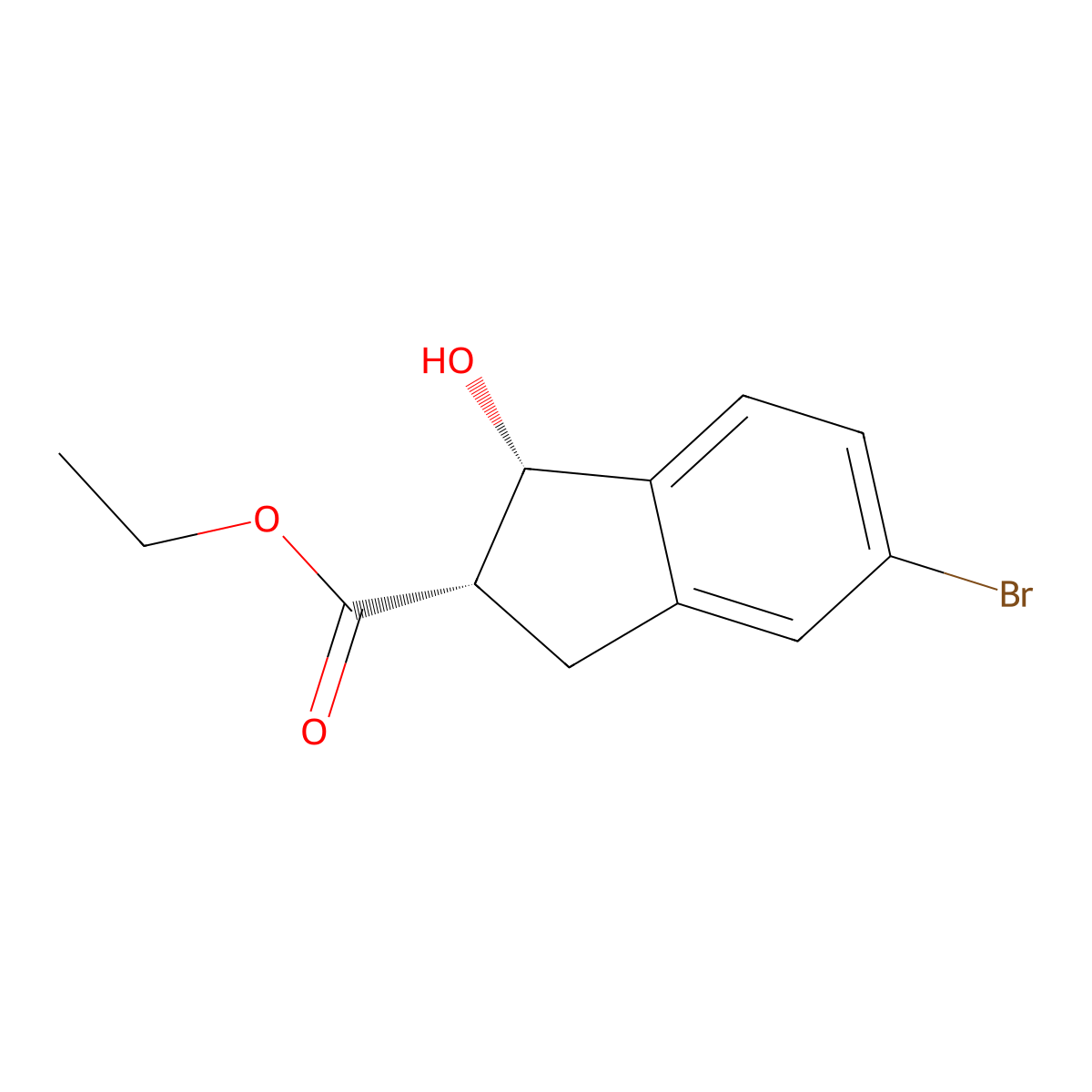 Ethyl (1S,2S)-5-bromo-2,3-dihydro-1-hydroxy-1H-indene-2-carboxylate molecular structure, CAS 2381078-46-0