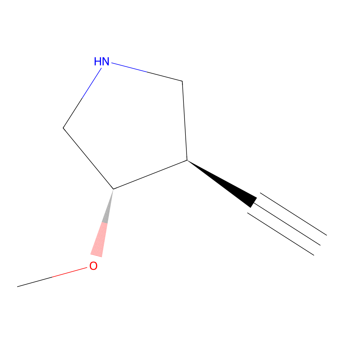 rac-(3R,4S)-3-ethynyl-4-methoxypyrrolidine molecular structure, CAS 2381094-50-2