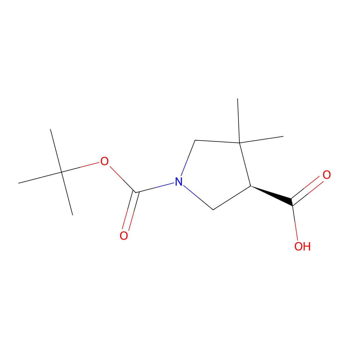 (3R)-1-[(tert-butoxy)carbonyl]-4,4-dimethylpyrrolidine-3-carboxylic acid molecular structure, CAS 2381119-08-8