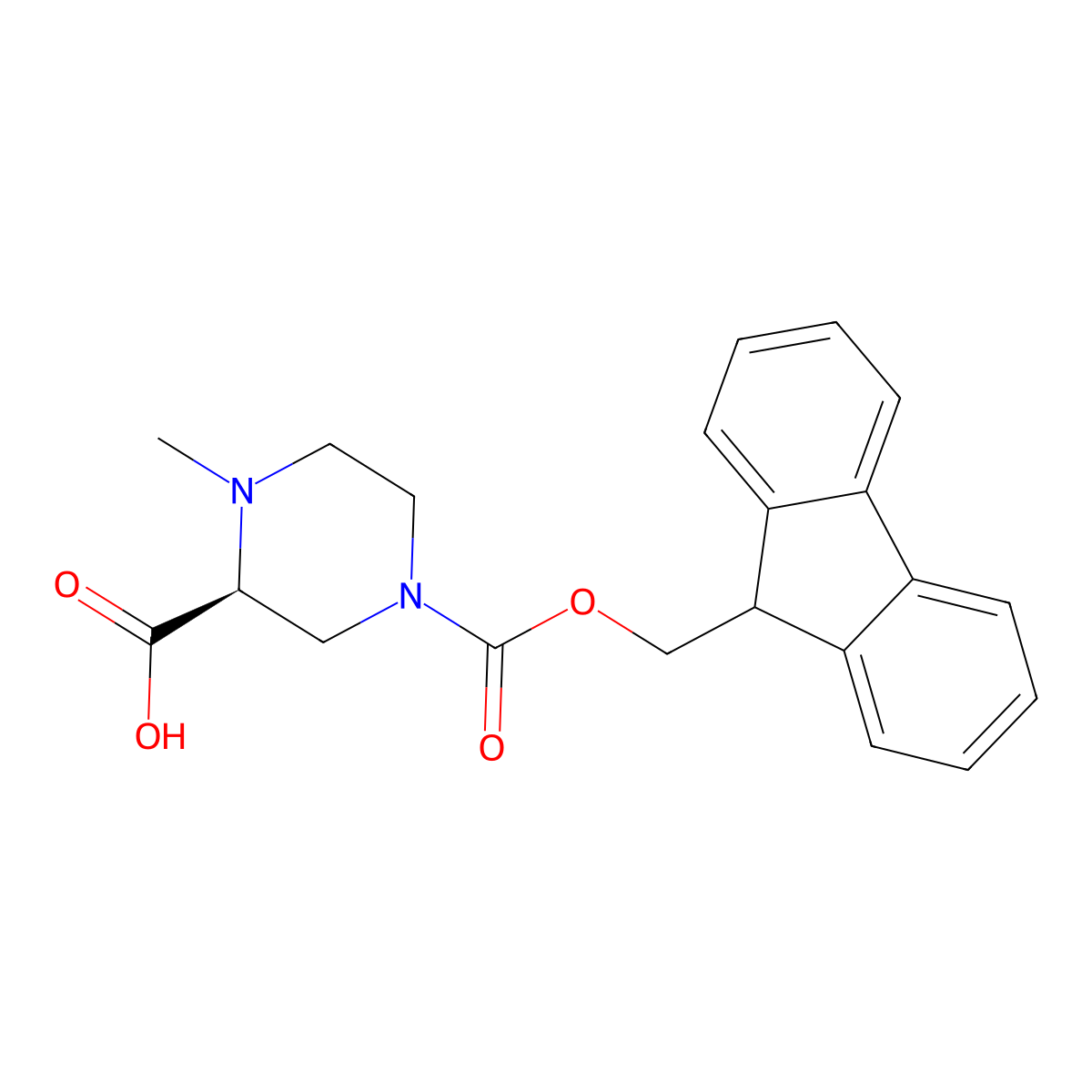 (2S)-4-{[(9H-fluoren-9-yl)methoxy]carbonyl}-1-methylpiperazine-2-carboxylic acid molecular structure, CAS 2381125-87-5