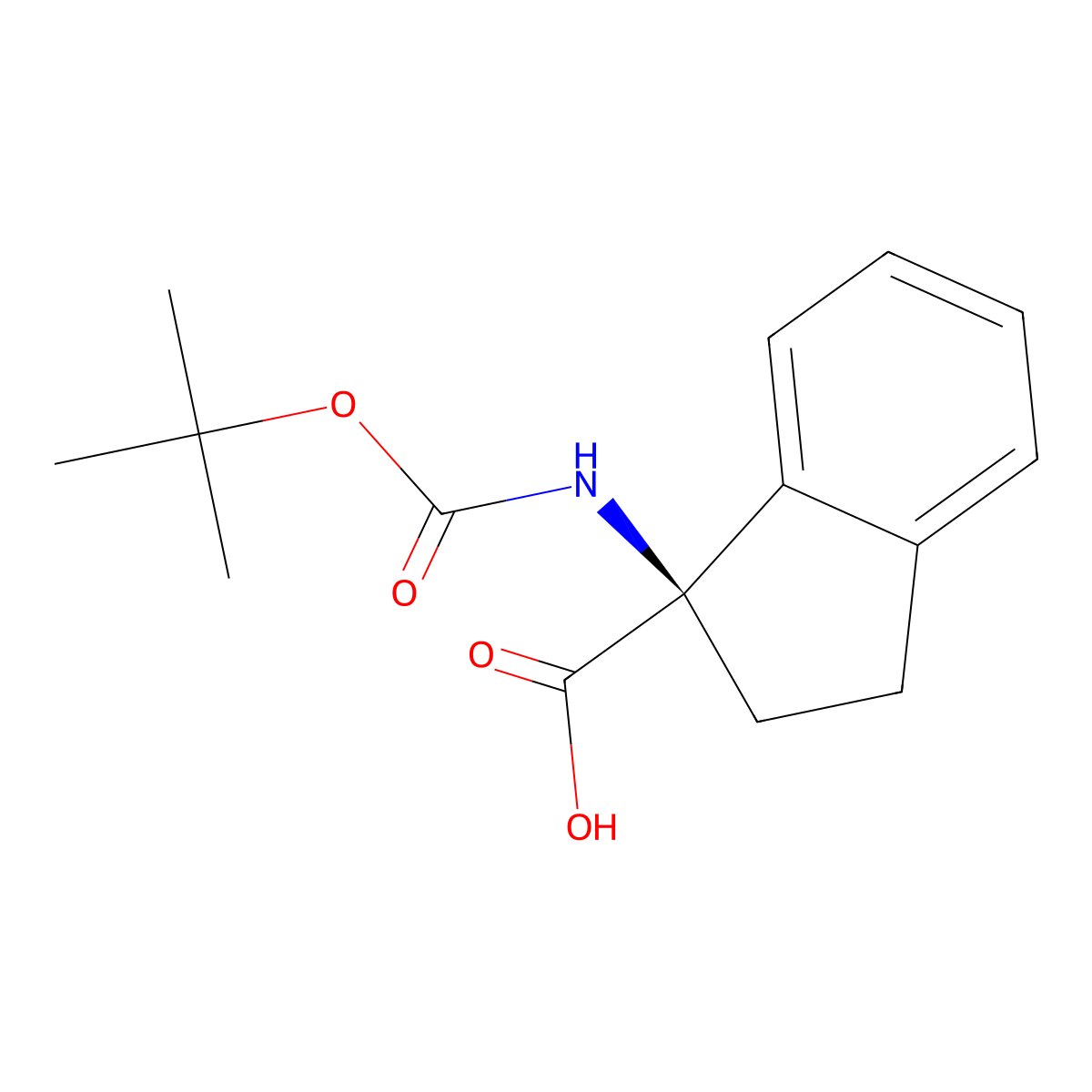 (R)-1-((tert-butoxycarbonyl)amino)-2,3-dihydro-1H-indene-1-carboxylic acid molecular structure, CAS 2381126-10-7