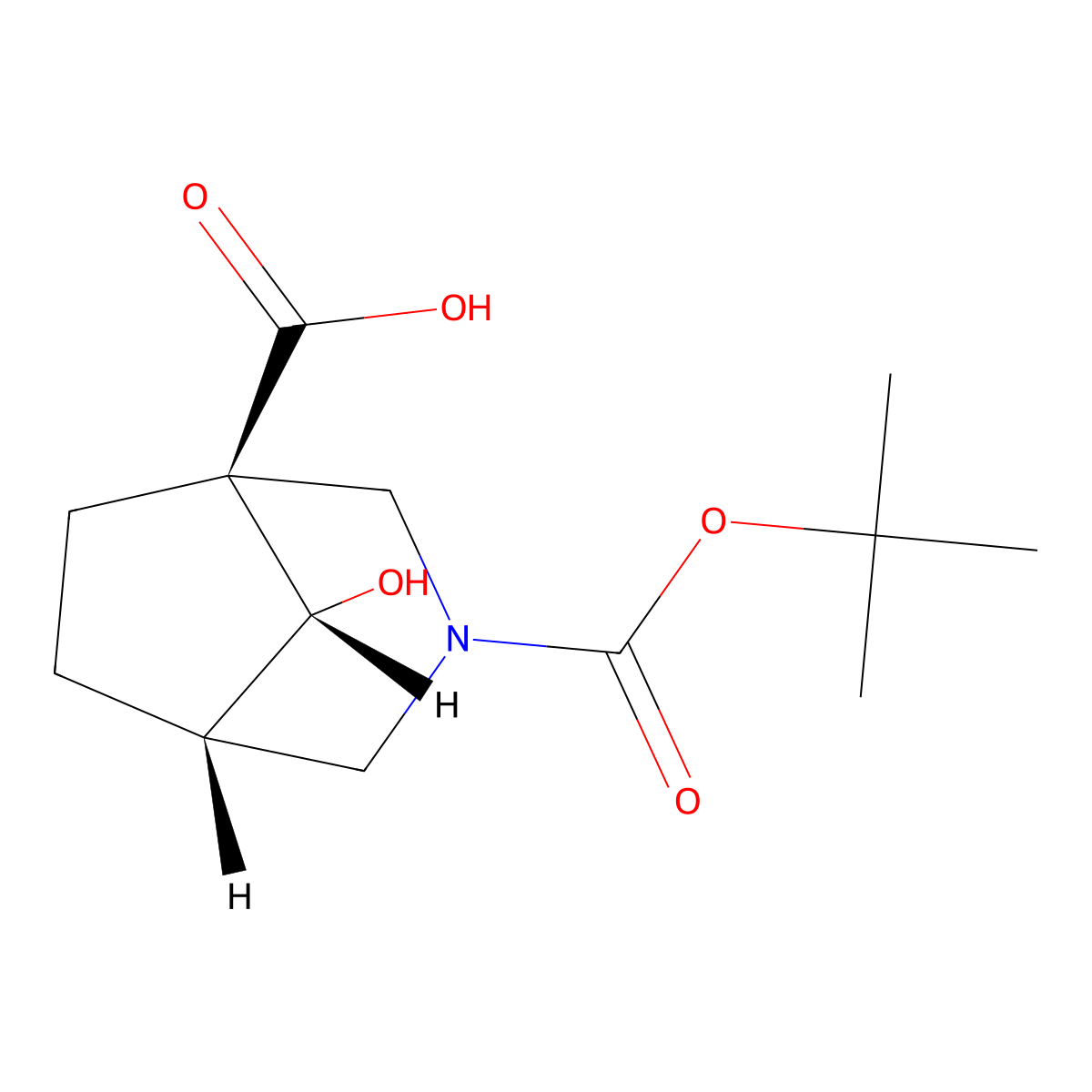 Rac-(1R,5R,8S)-3-(tert-butoxycarbonyl)-8-hydroxy-3-azabicyclo[3.2.1]octane-1-carboxylic acid molecular structure, CAS 2381136-75-8