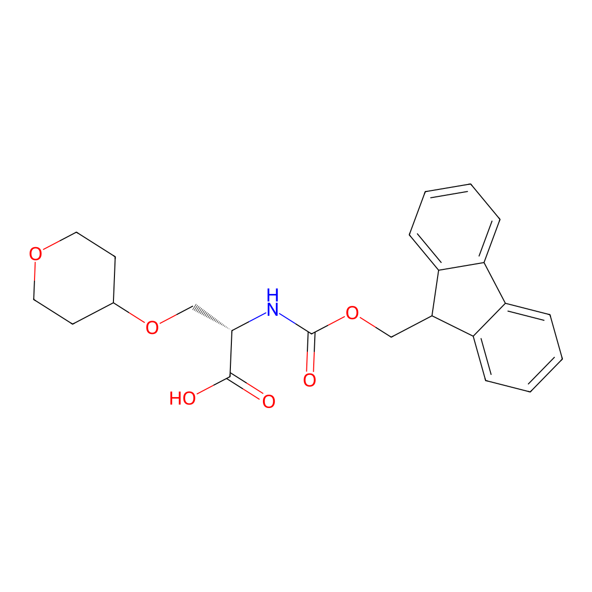 (2S)-2-((((9H-fluoren-9-yl)methoxy)carbonyl)amino)-3-(oxan-4-yloxy)propanoic acid molecular structure, CAS 2381179-94-6