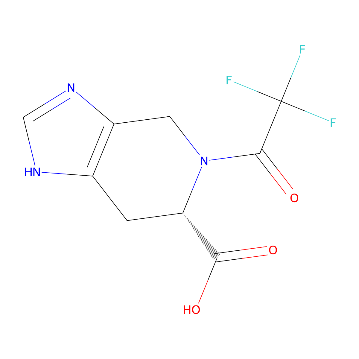 (6S)-5-(2,2,2-trifluoroacetyl)-1H,4H,5H,6H,7H-imidazo[4,5-c]pyridine-6-carboxylic acid molecular structure, CAS 2381190-08-3