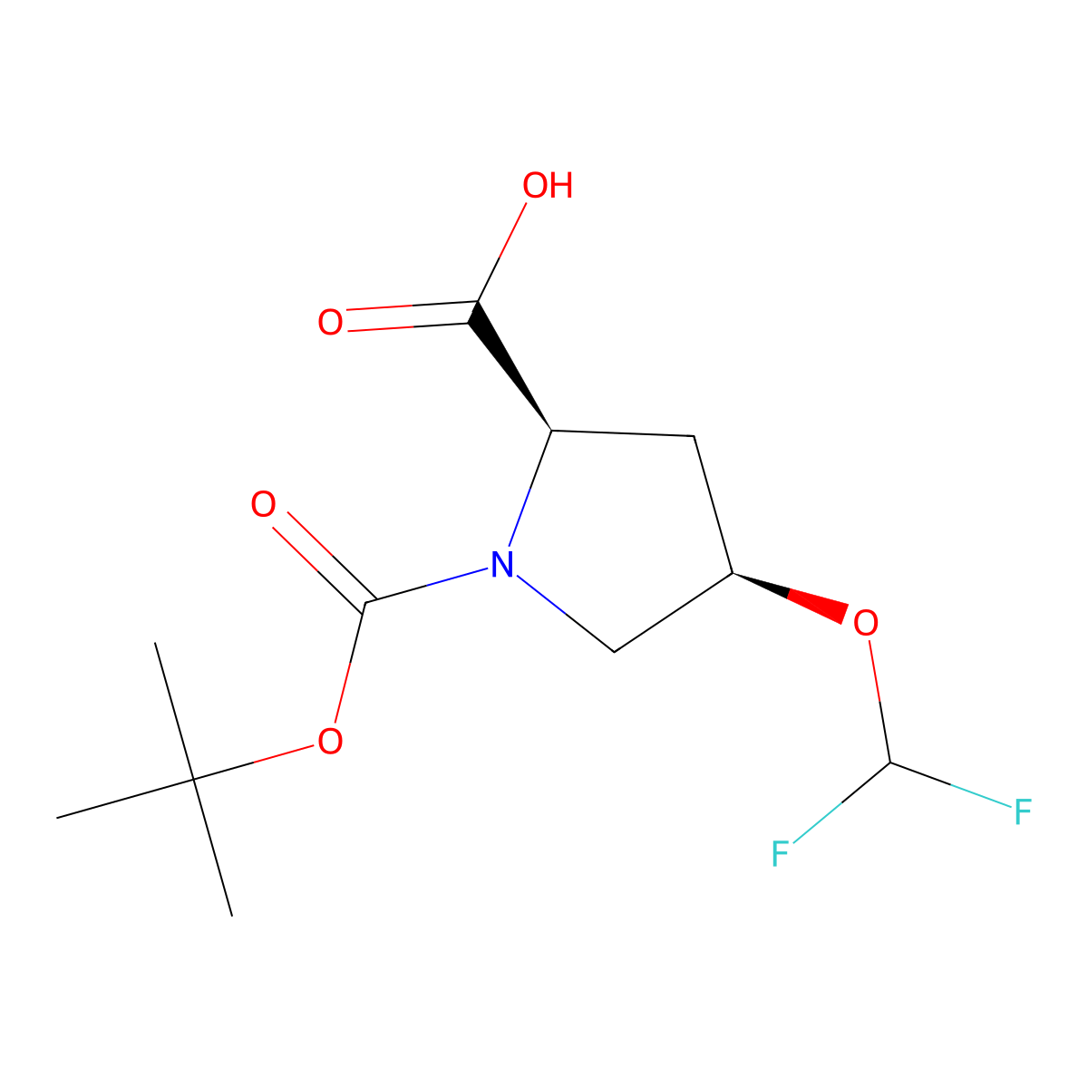 (2R,4R)-1-[(tert-butoxy)carbonyl]-4-(difluoromethoxy)pyrrolidine-2-carboxylic acid molecular structure, CAS 2381192-81-8