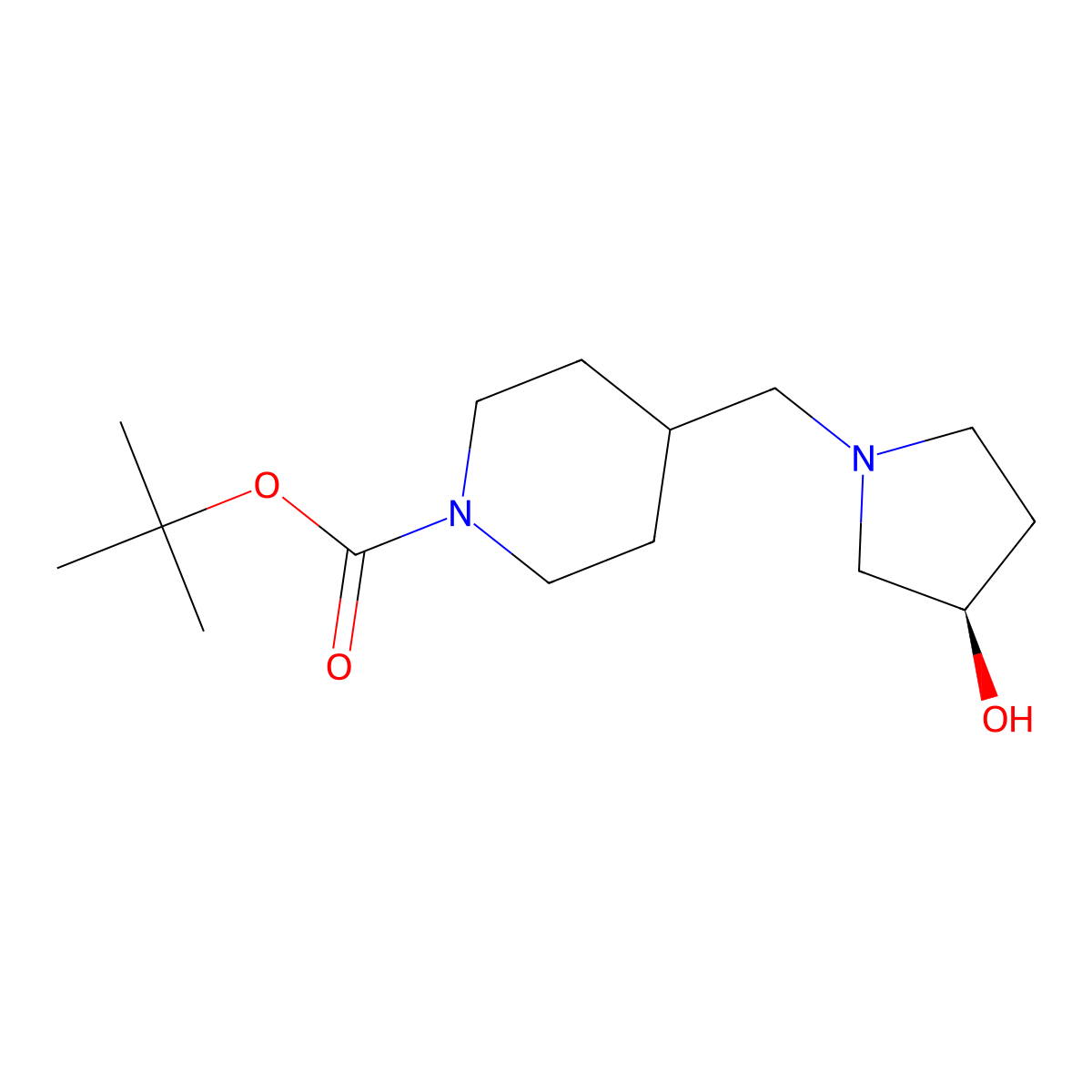 tert-butyl 4-{[(3R)-3-hydroxypyrrolidin-1-yl]methyl}piperidine-1-carboxylate molecular structure, CAS 2381192-93-2